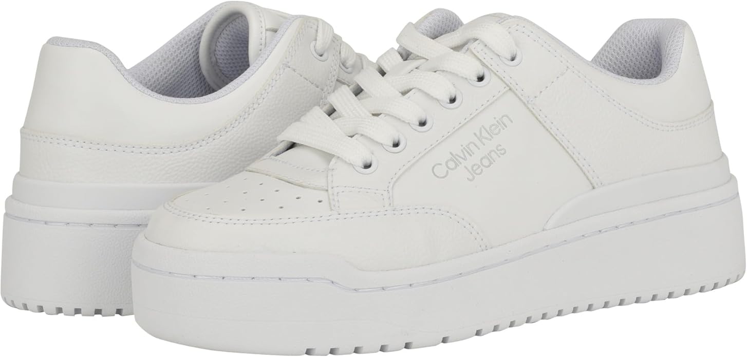 Calvin Klein Perforated Plain Sneakers in White