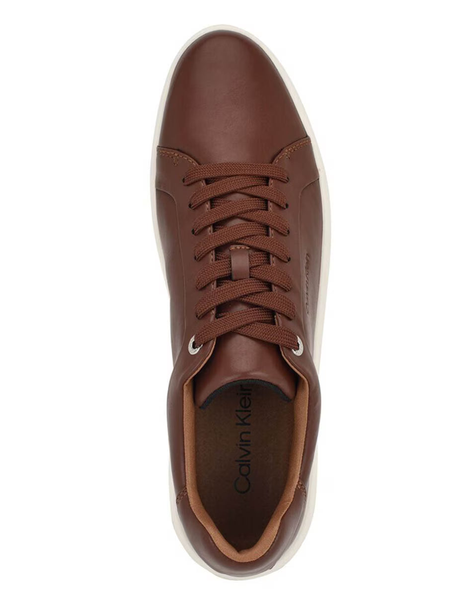 Calvin Klein Unisex Flat Sole Classic Leather Shoes in Brown
