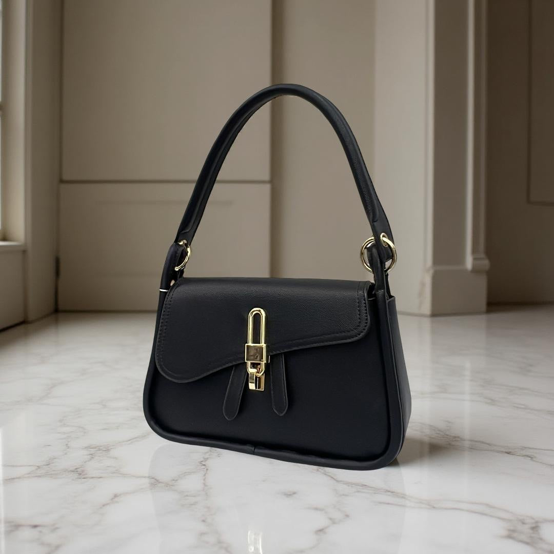 Bagco Small Double Detachable Strap Handle Bag in Black