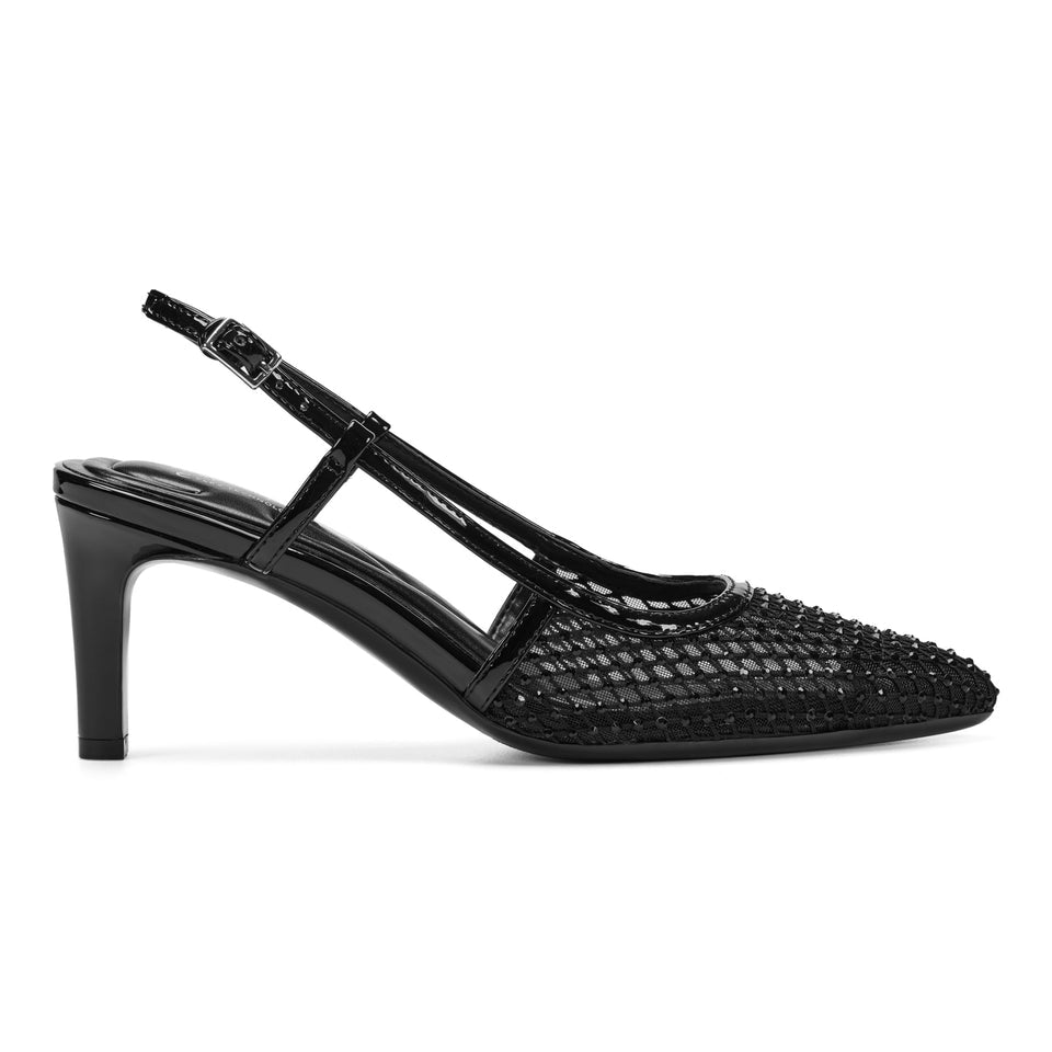 Easy Spirit Mesh Slingback Heels in Black