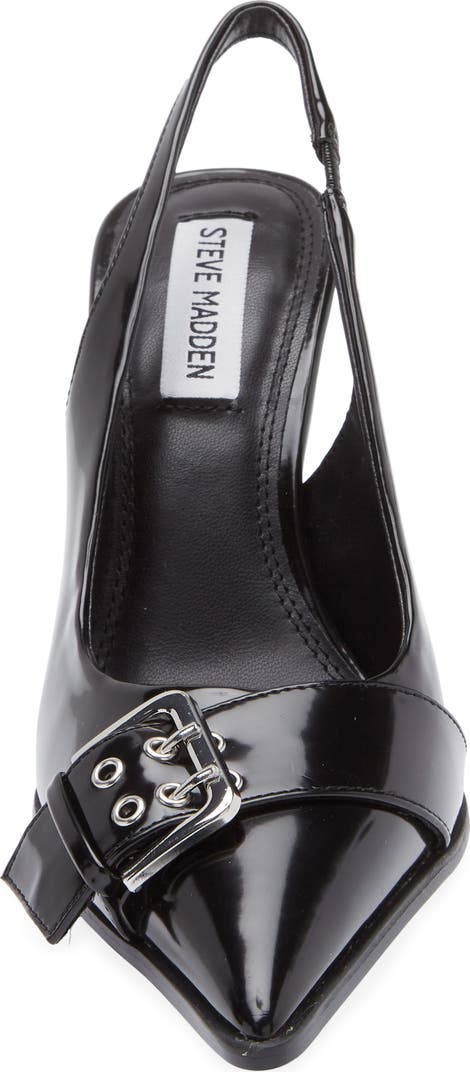 Steve Madden Pointed Toe Buckle Detail Slingback Heels in Oxblood