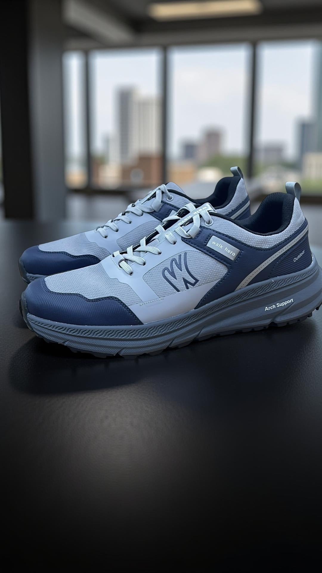 Walk-Hero Outdoor Men's Walking Sneakers in Grey
