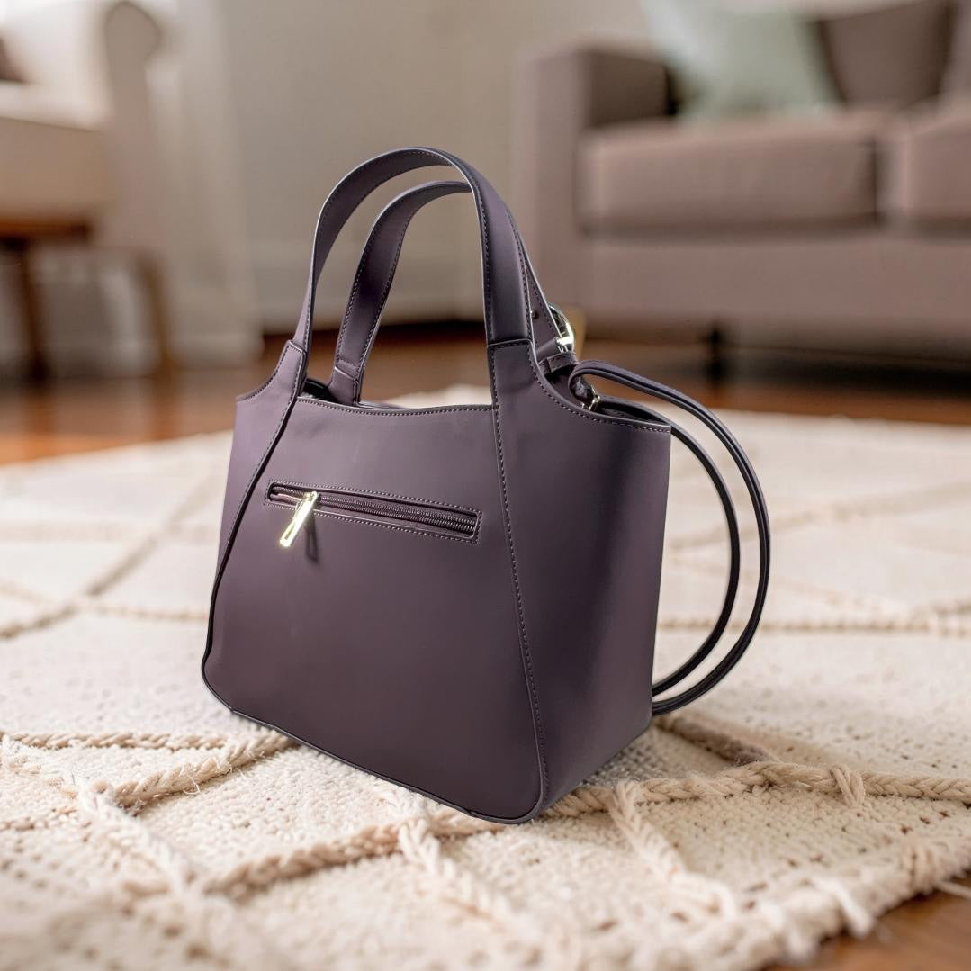 Chrisbella Suede detail Large Bag in Burgundy