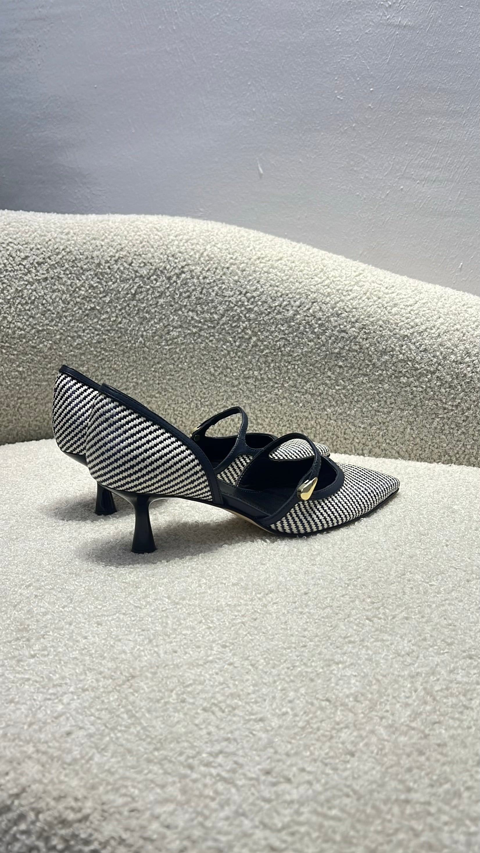 Nine West Faux Raffia D'orsay Pump in Black