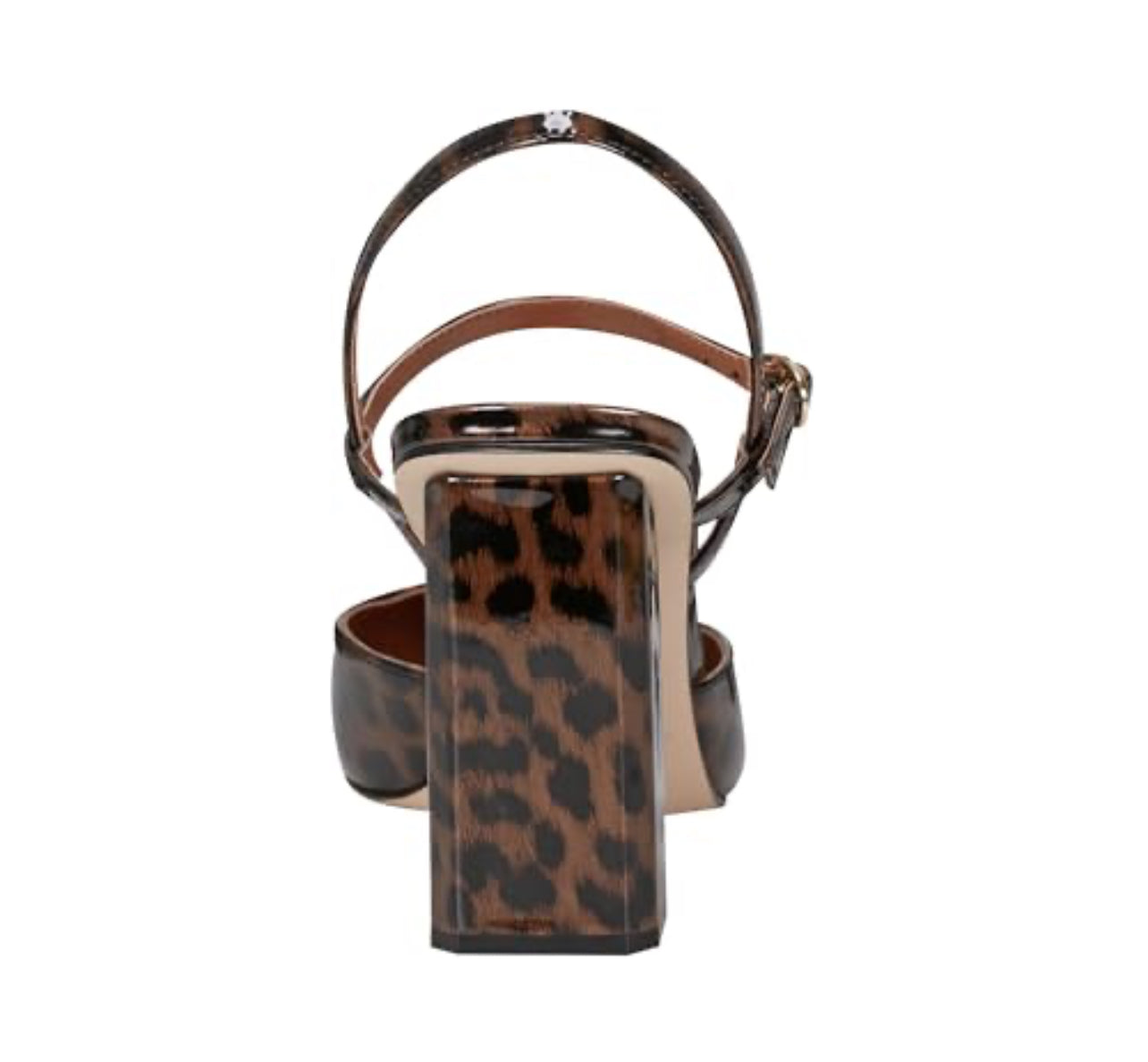 Marc Fisher Animal Print Patent Leather Block Heel Pump in Brown