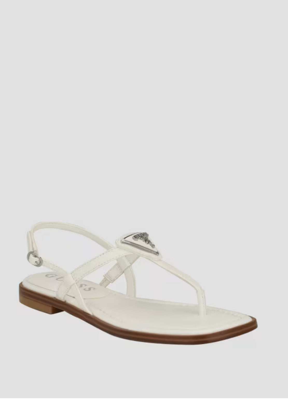 GUESS T-STRAP LOGO DETAIL SANDAL IN WHITE