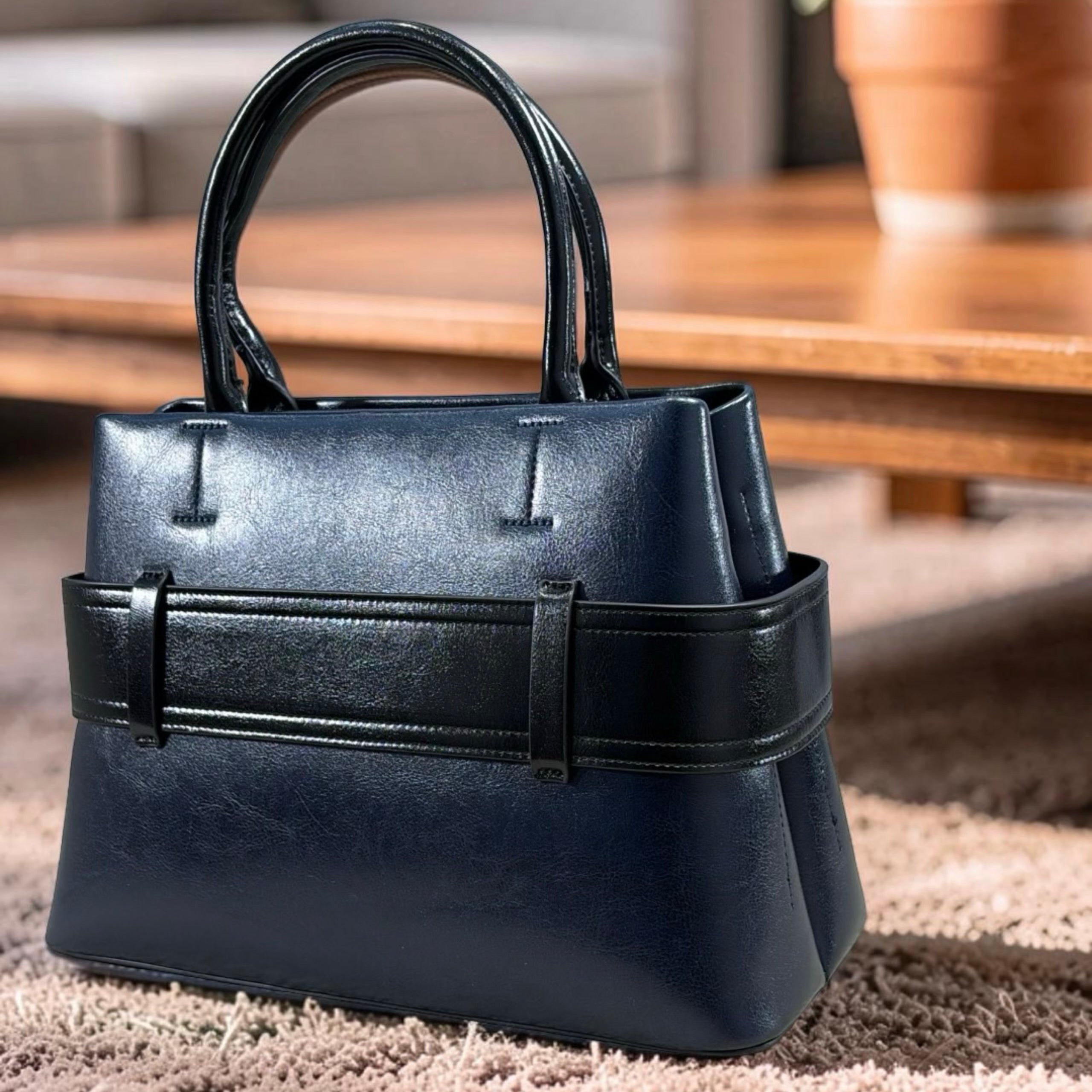 Bagco Belt-Detail Bag in Navy