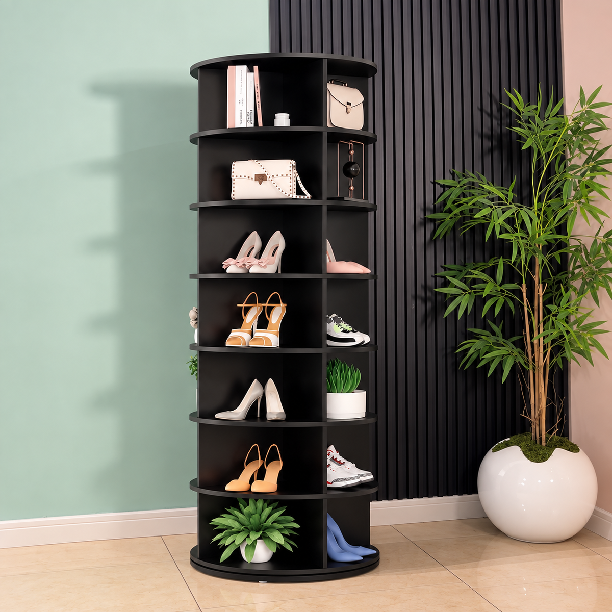 7-Tier 360 Rotating Display Rack in Black