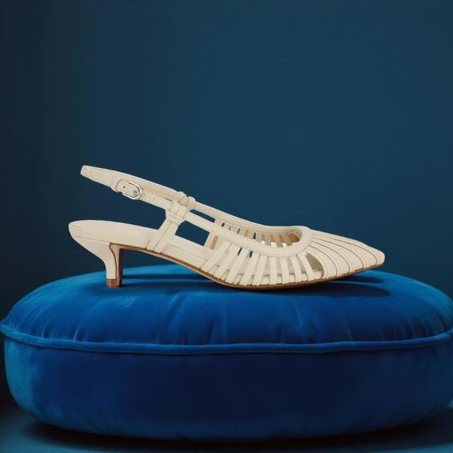 Calvin Klein Slingback Low Heel Pump in Ivory