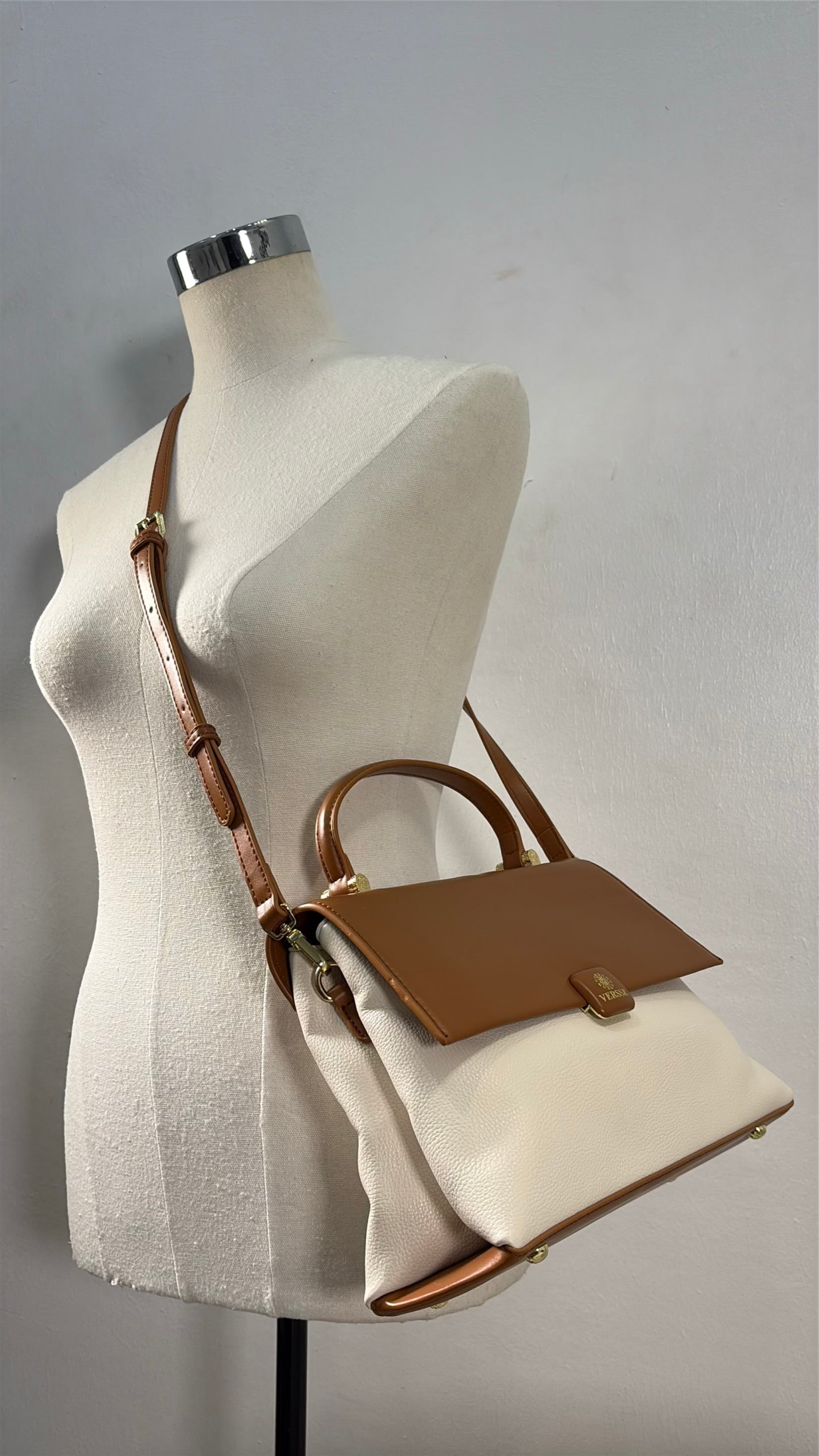 Versse Top Handle Flap Closure Bag in Brown
