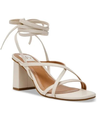 DOLCE VITA CROSS STRAP BLOCK HEEL SANDAL IN BEIGE