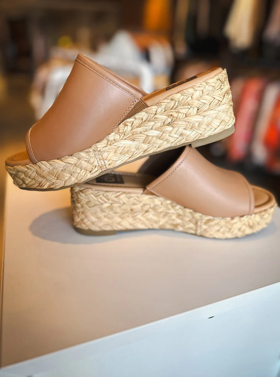 DOLCE VITA RAFFIA WEDGE MULE IN NUDE