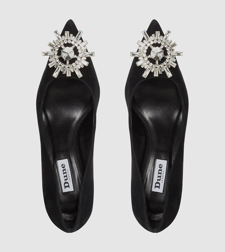 DUNE BLISSFUL BROOCH EMBELLISHED PUMP IN BLACK