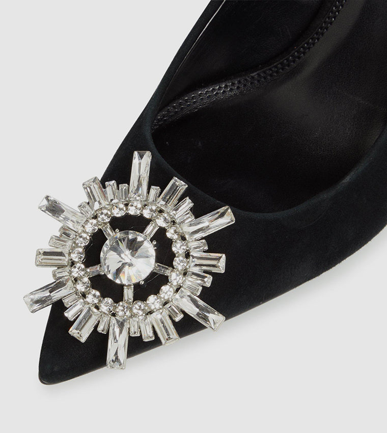 DUNE BLISSFUL BROOCH EMBELLISHED PUMP IN BLACK