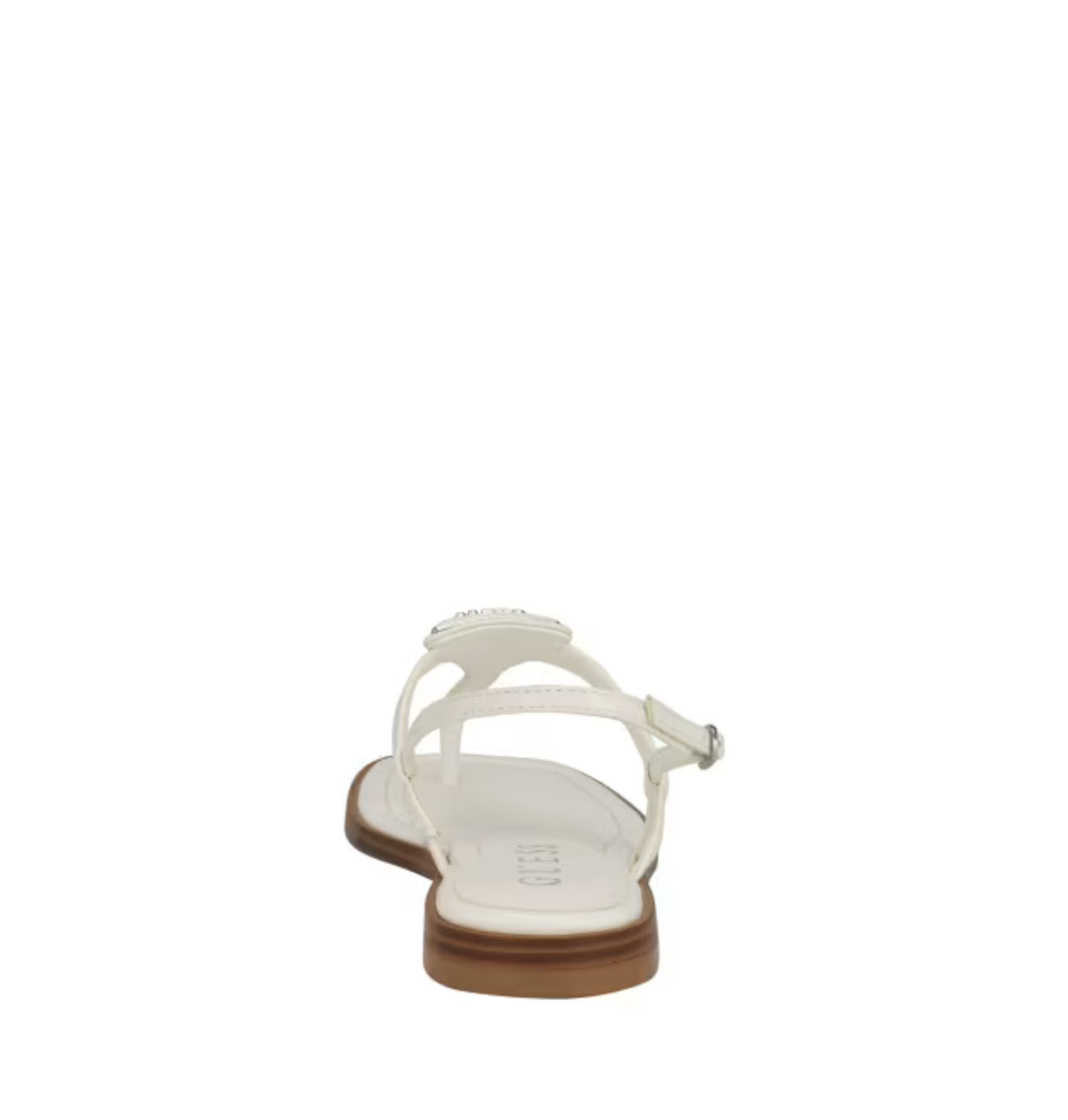 GUESS T-STRAP LOGO DETAIL SANDAL IN WHITE