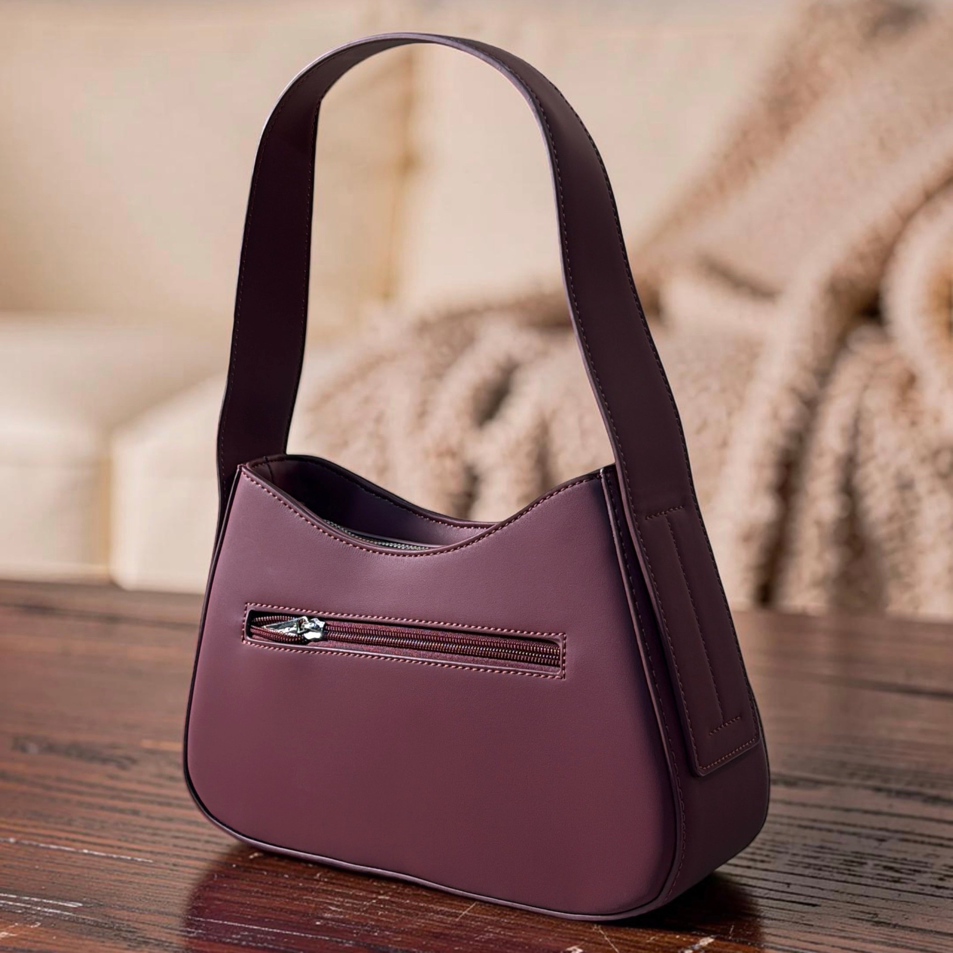 Chrisbella Mat Deisgn Single Strap Shoulder Bag in Wine