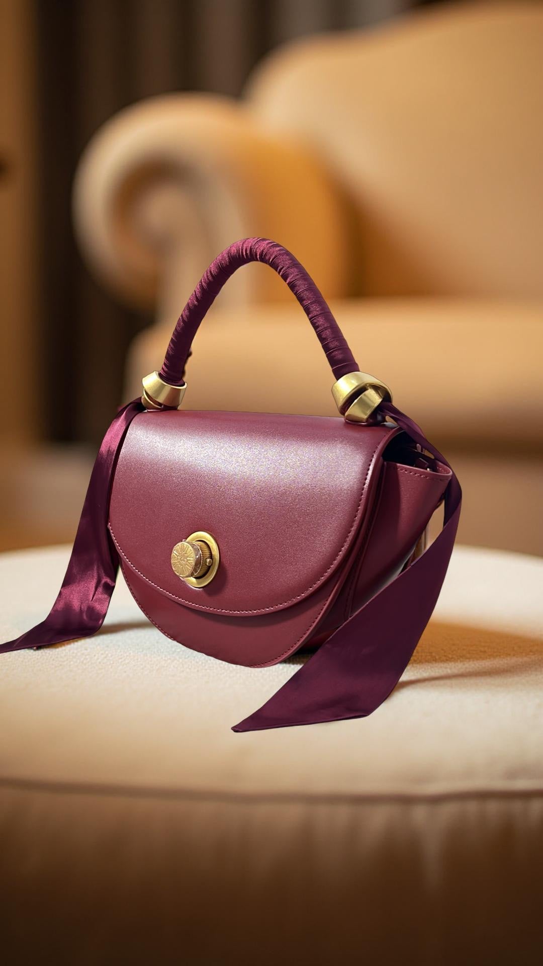 Versse Mini Top Handle Winged Bag in Wine