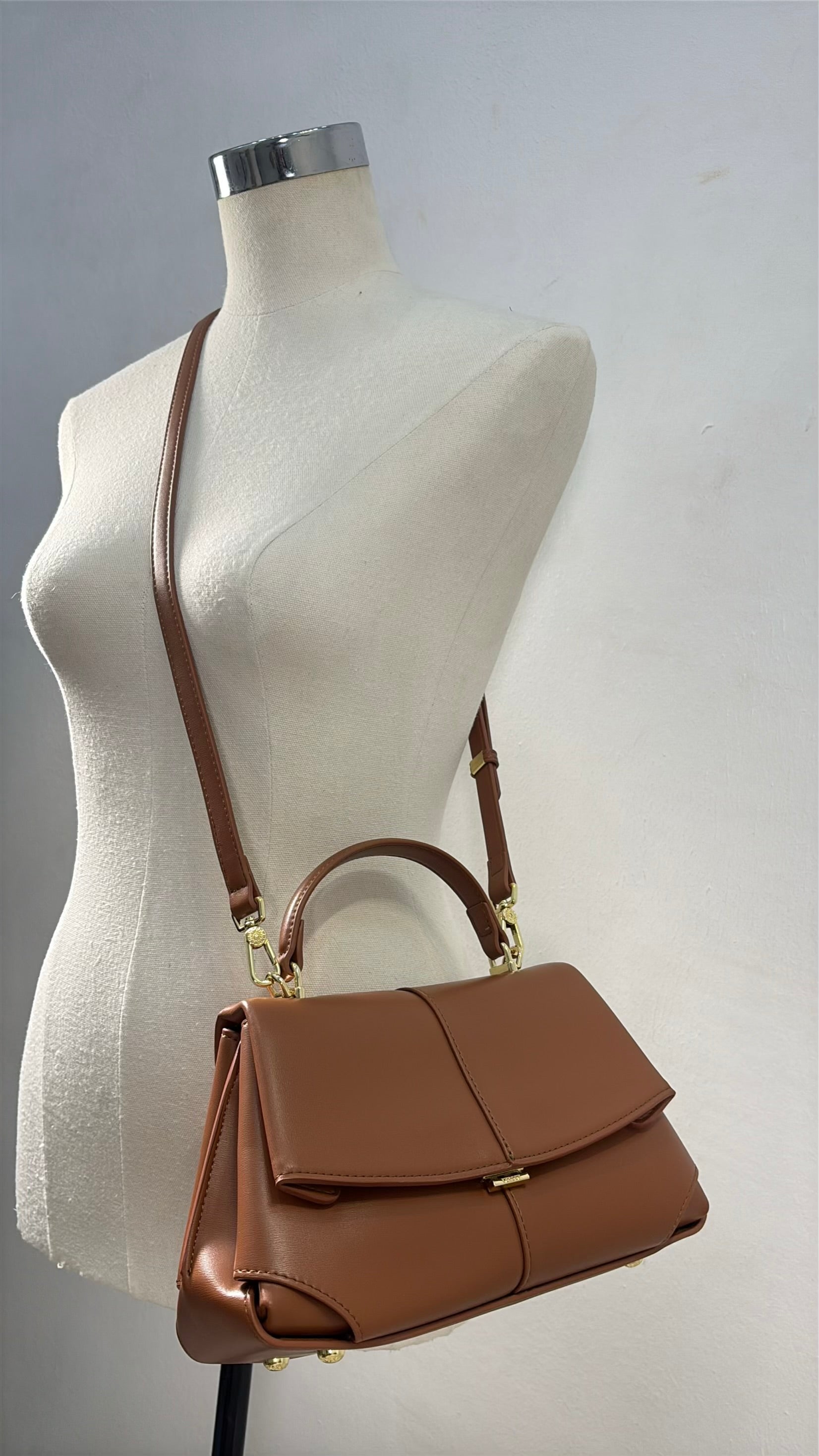 Versse Top Handle Small Bag in Brown