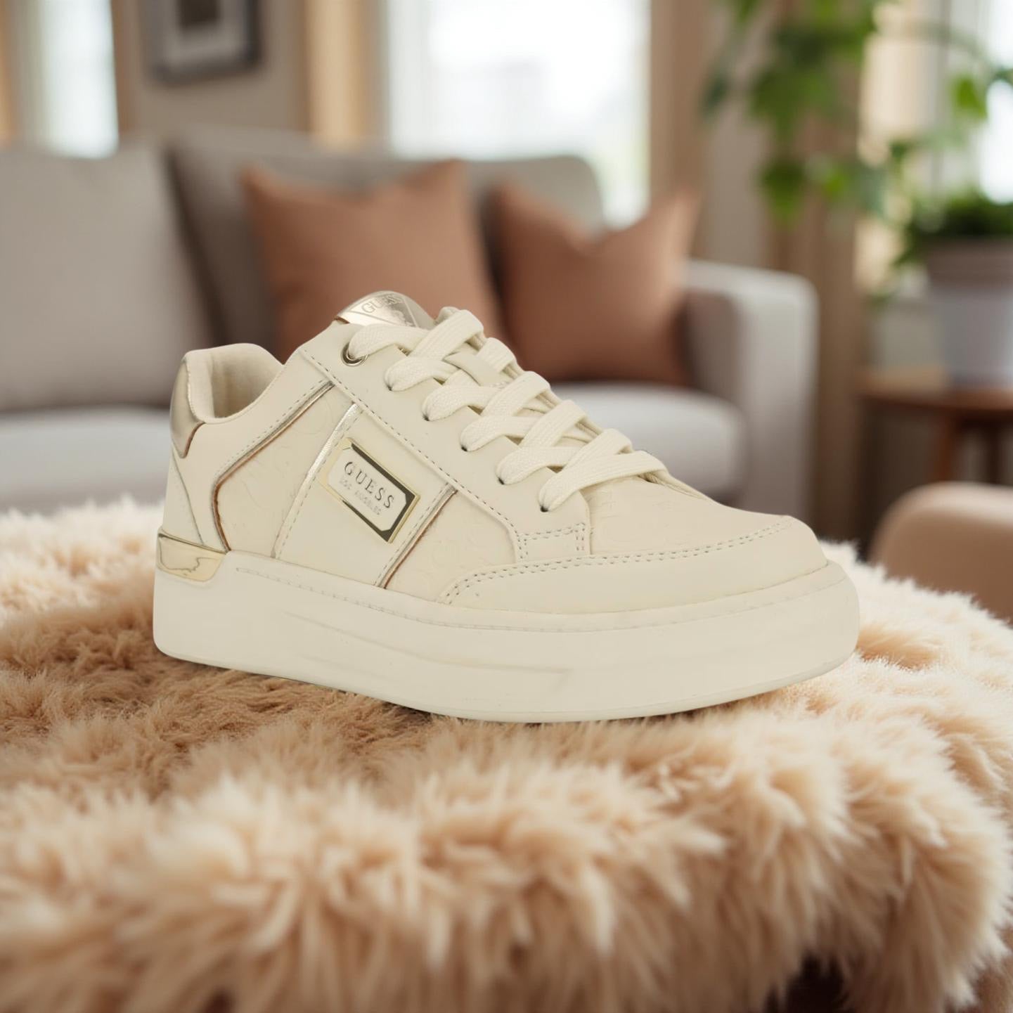 Guess Gold Highlight Sneakers in Beige
