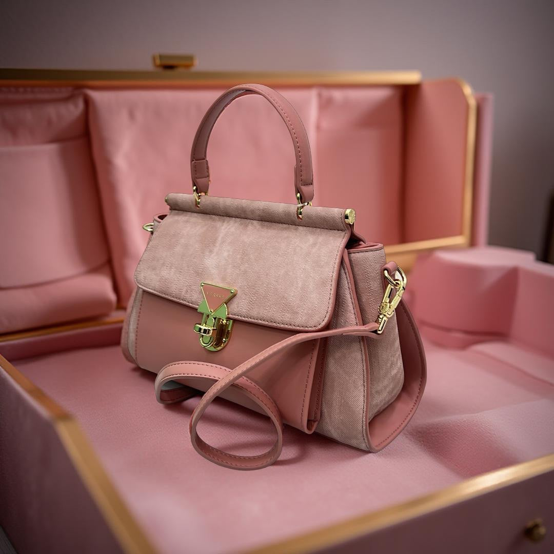 Versse Top Handle Contrast Bag in Pink