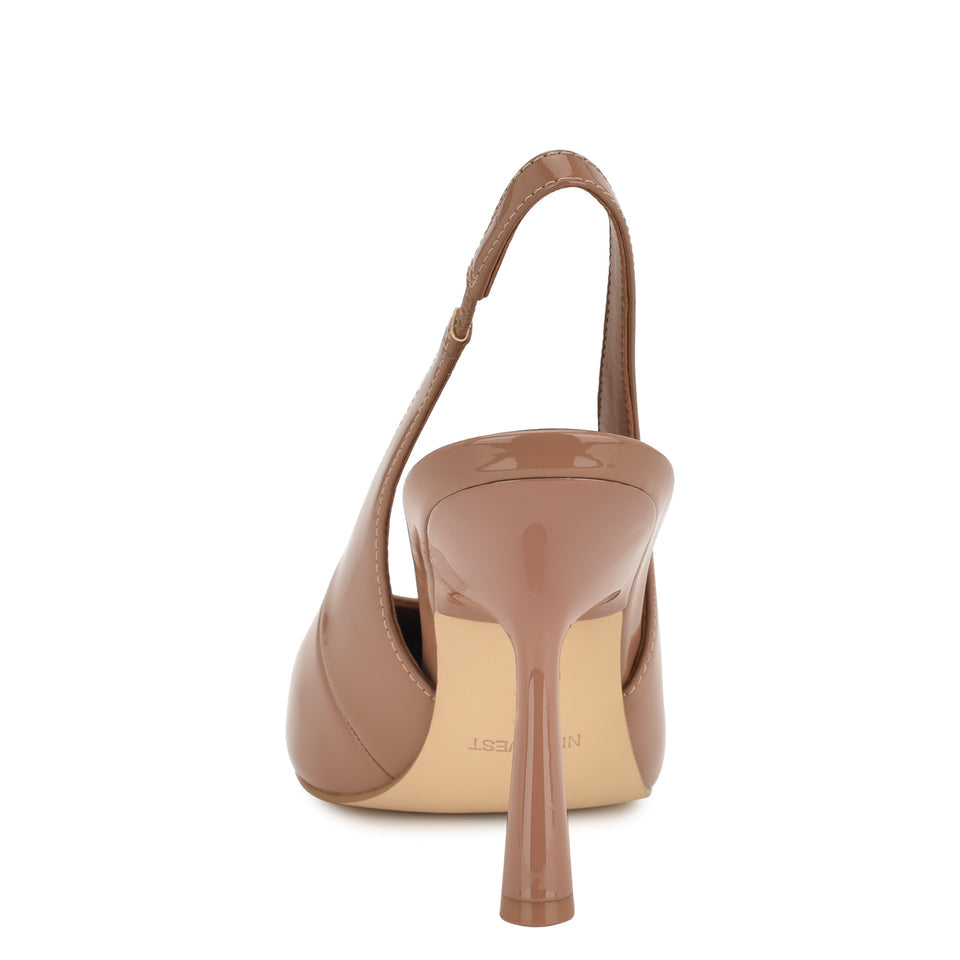 Nine West Patent Leather Pointed Slingbacks in Nude