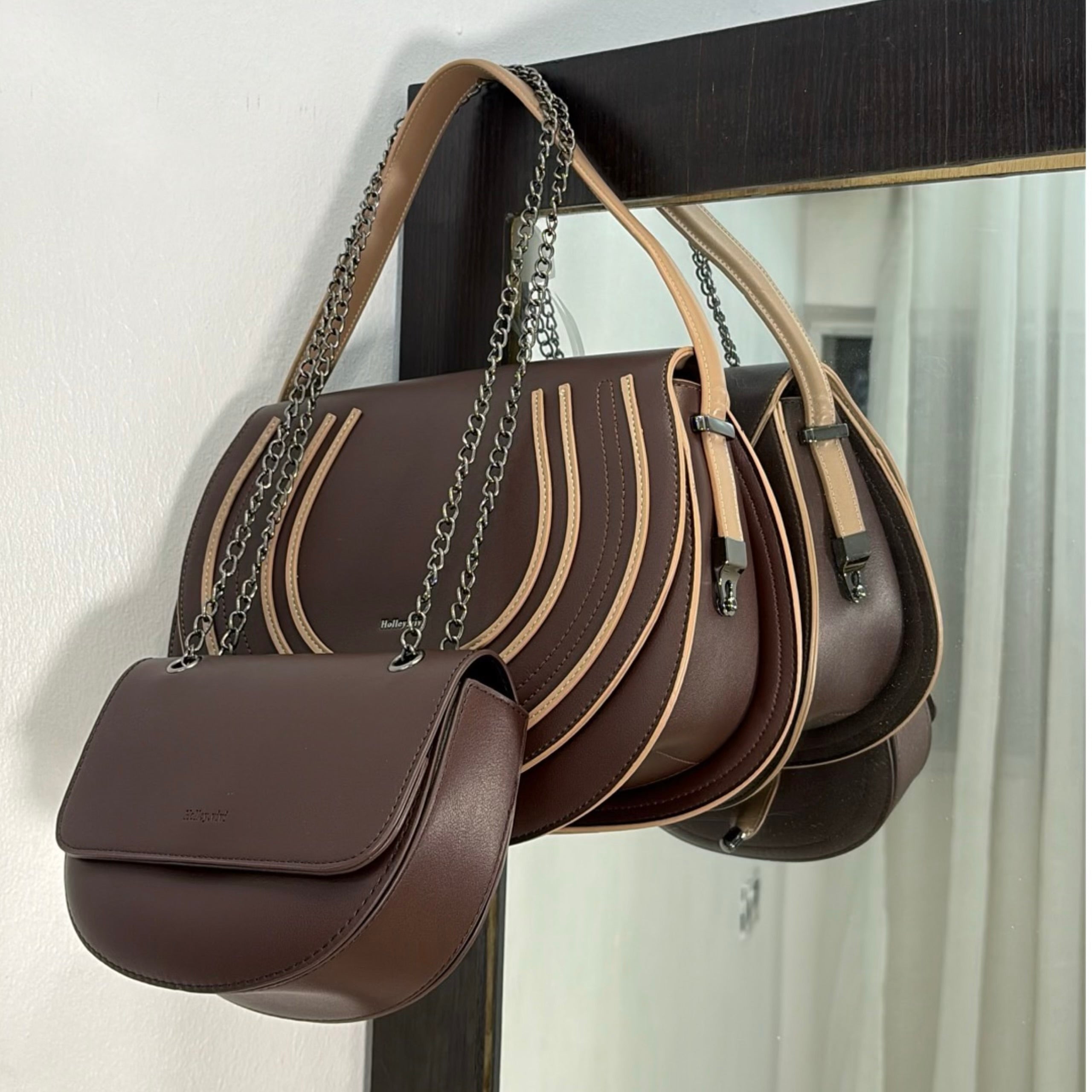 Holley Vivi Single Strap Structured Flap Design Bag in Coffee