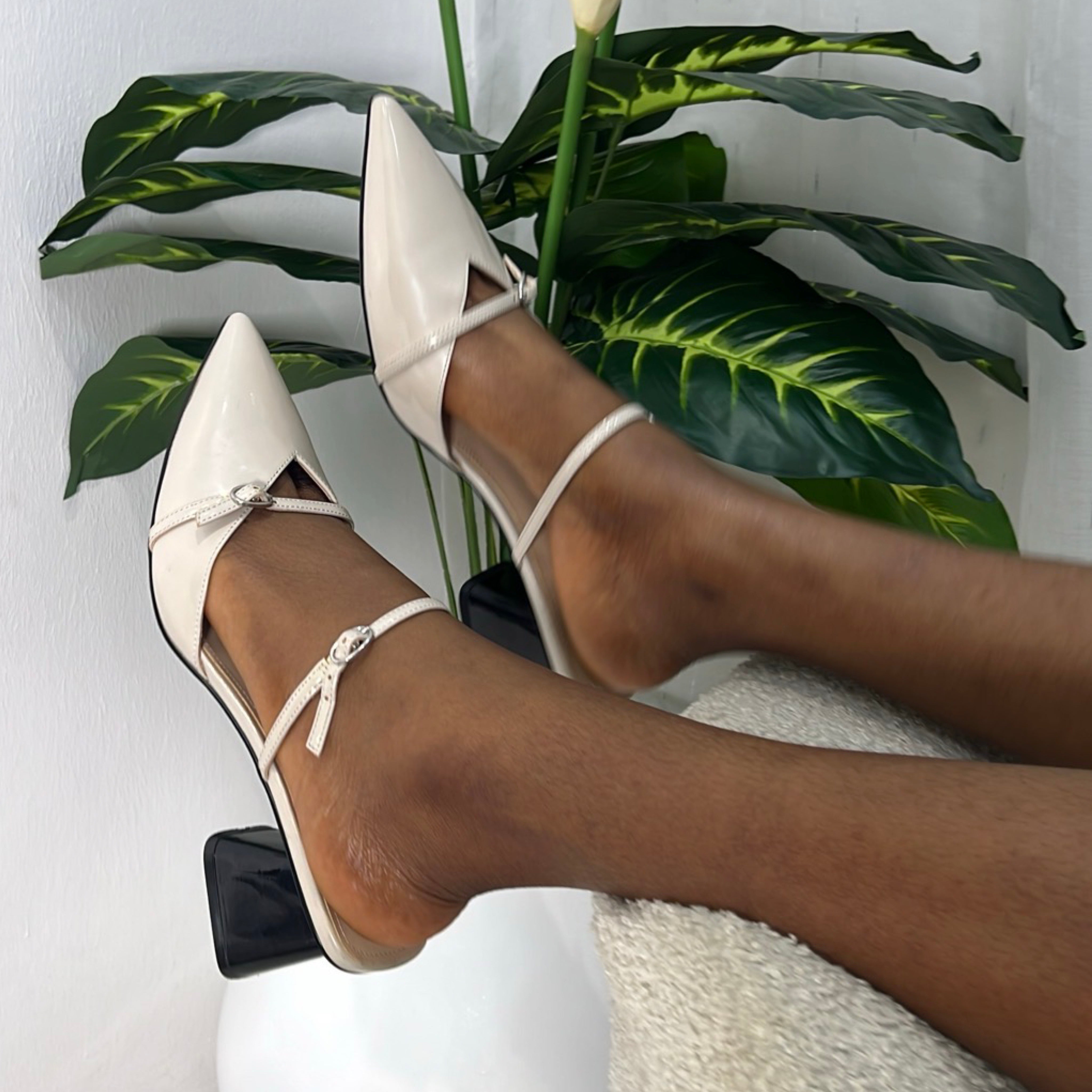 Marc Fisher Pointed Toe Block Heel Mule in Grey