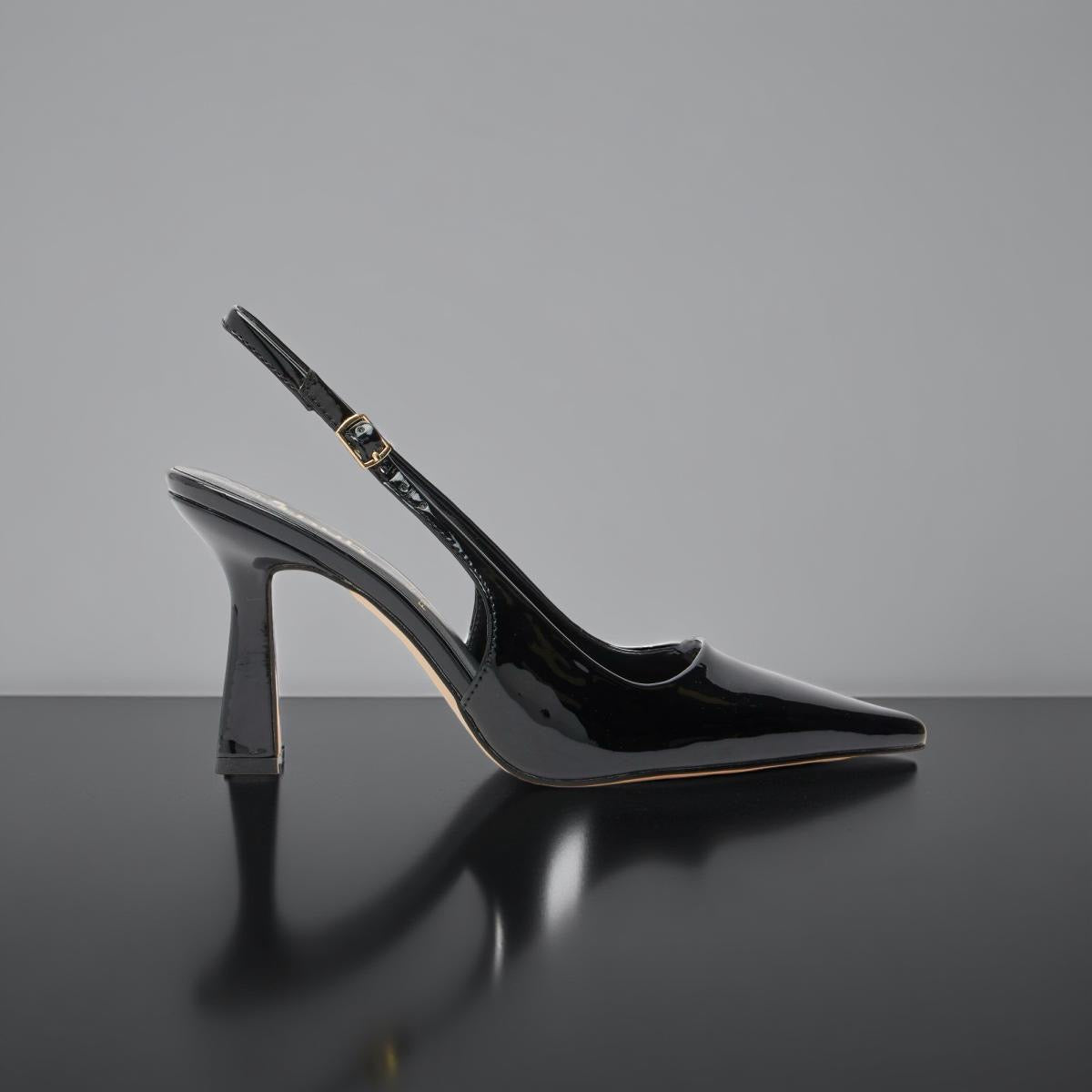 Schuh Patent Leather Pointed Toe Pump in Black