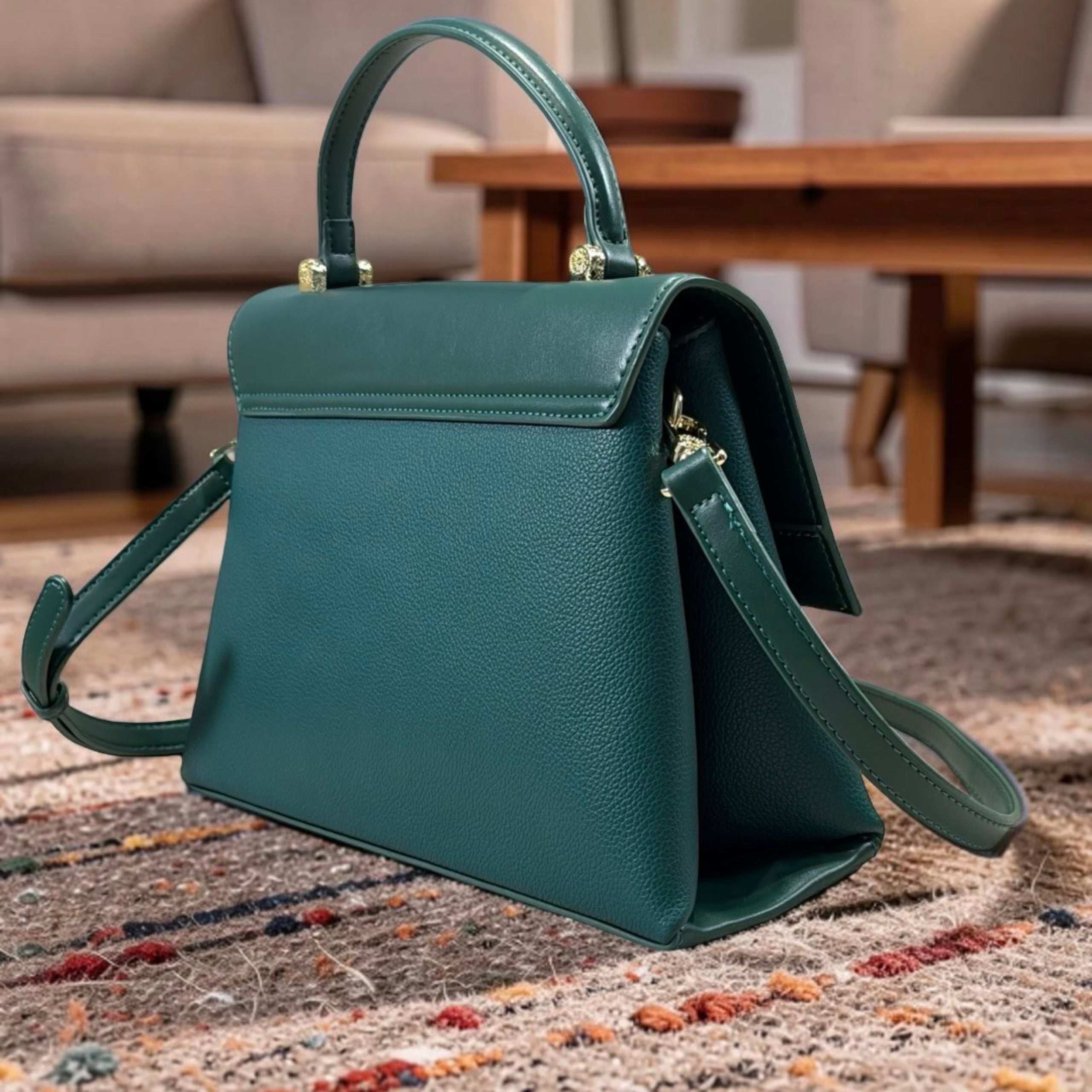 Versse Top Handle Flap Closure Bag in Green