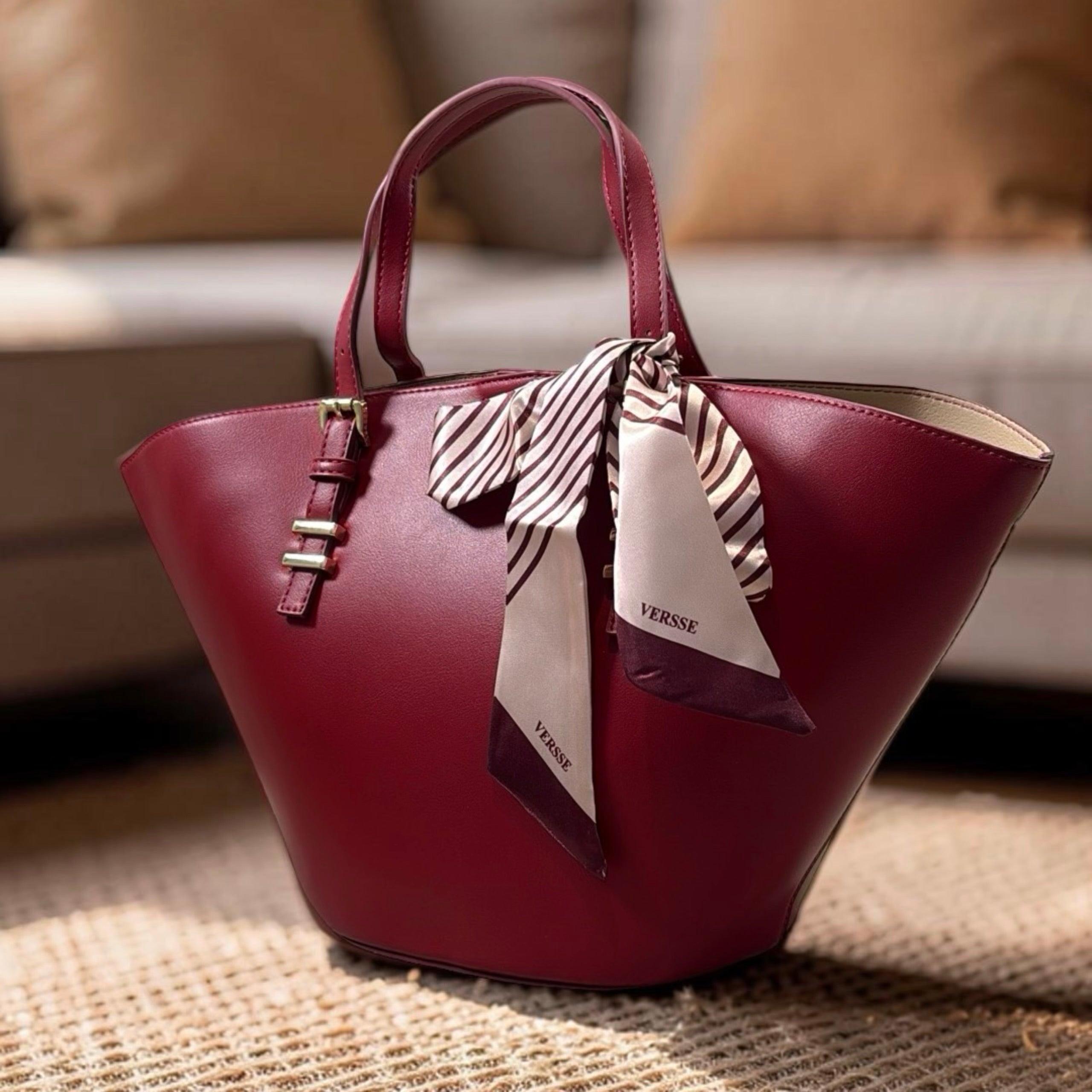 Versse Trapeze Handbag in Wine