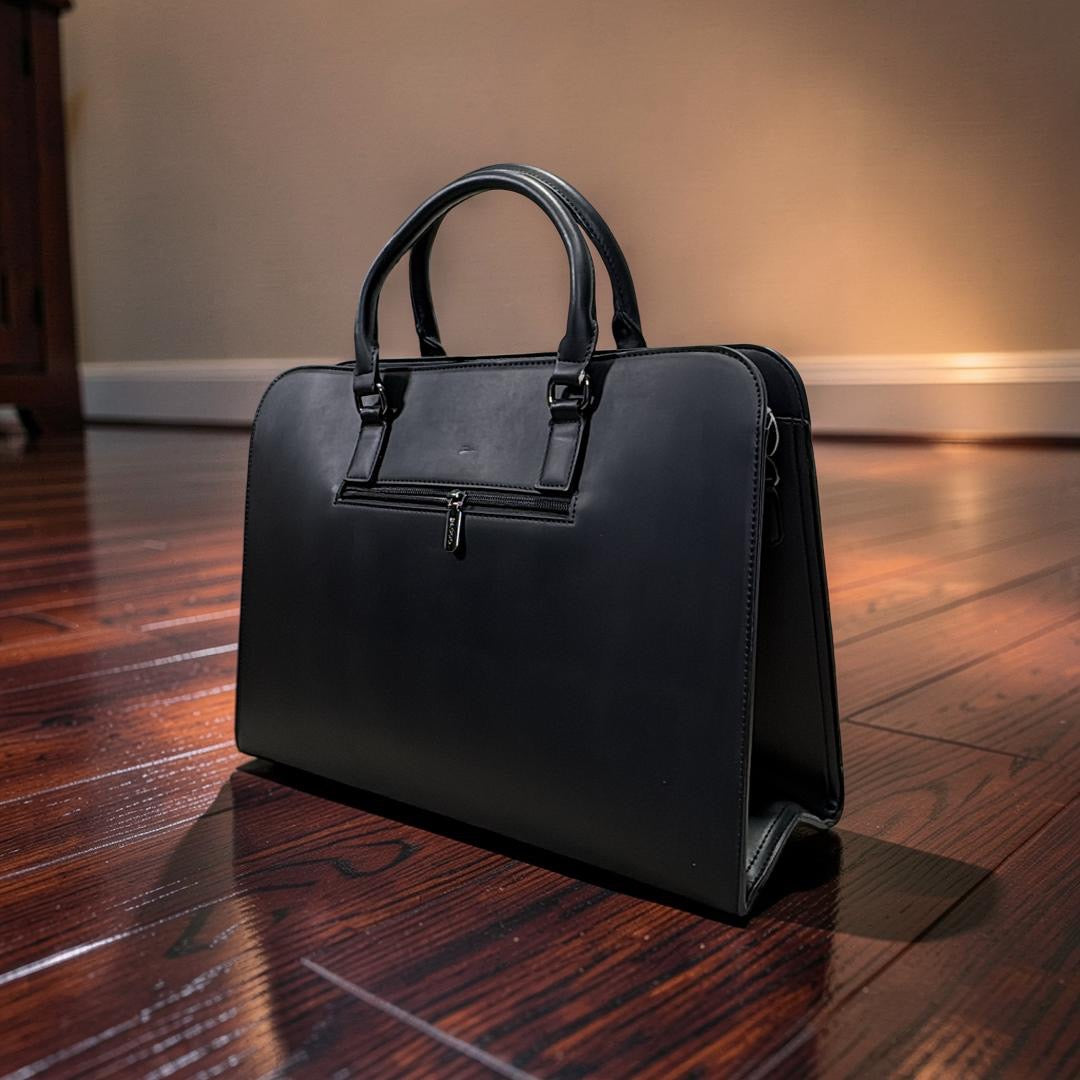 Bagco Unisex Leather Laptop/Handbag in Black