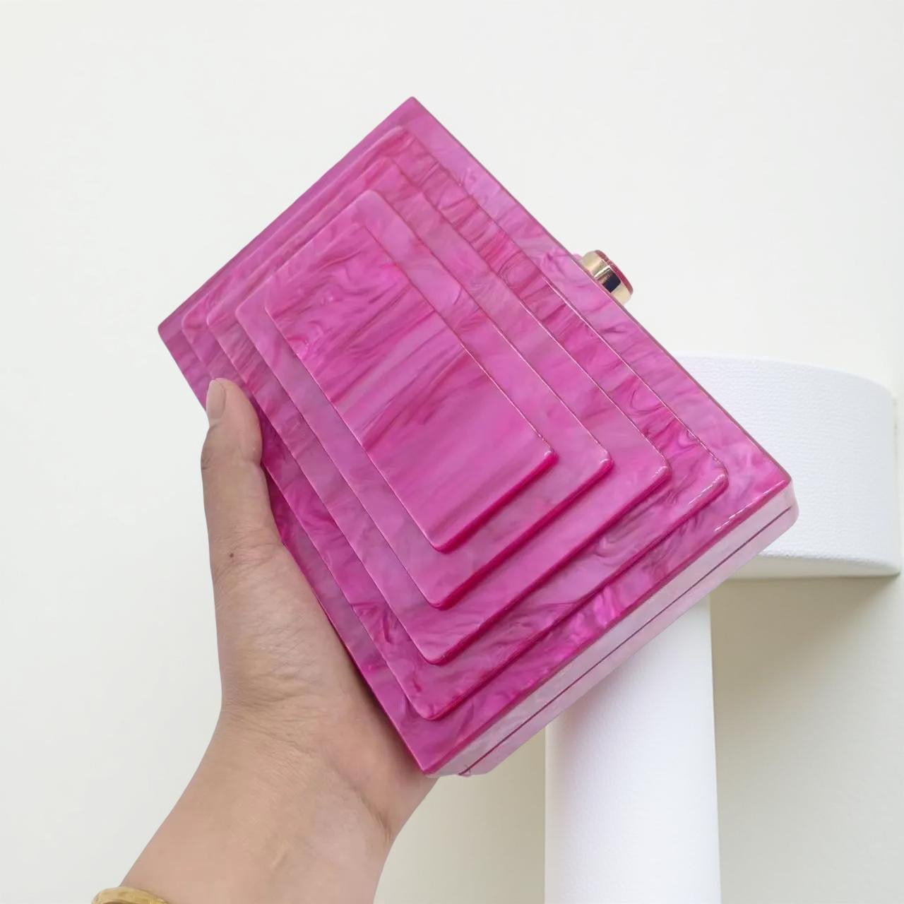 Acrylic Rectangular Clutch Purse in Pink