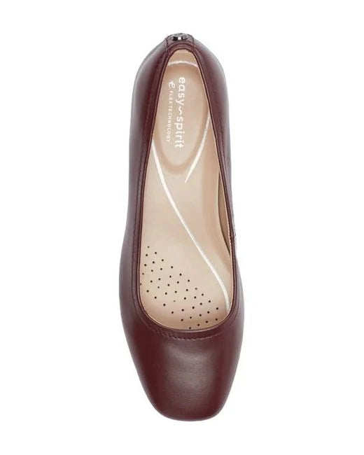 Easy Spirit Leather Block Heel Pump in Burgundy