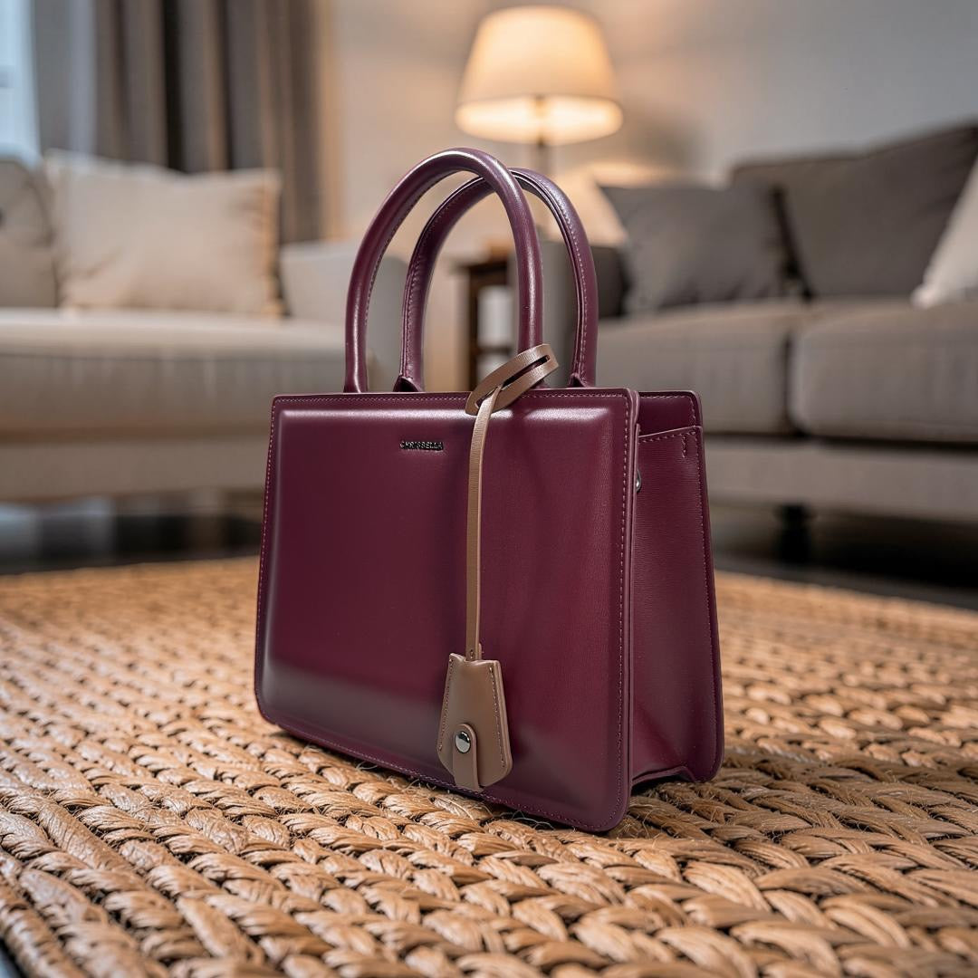 Chrisbella Medium Structured Bag in Burgundy