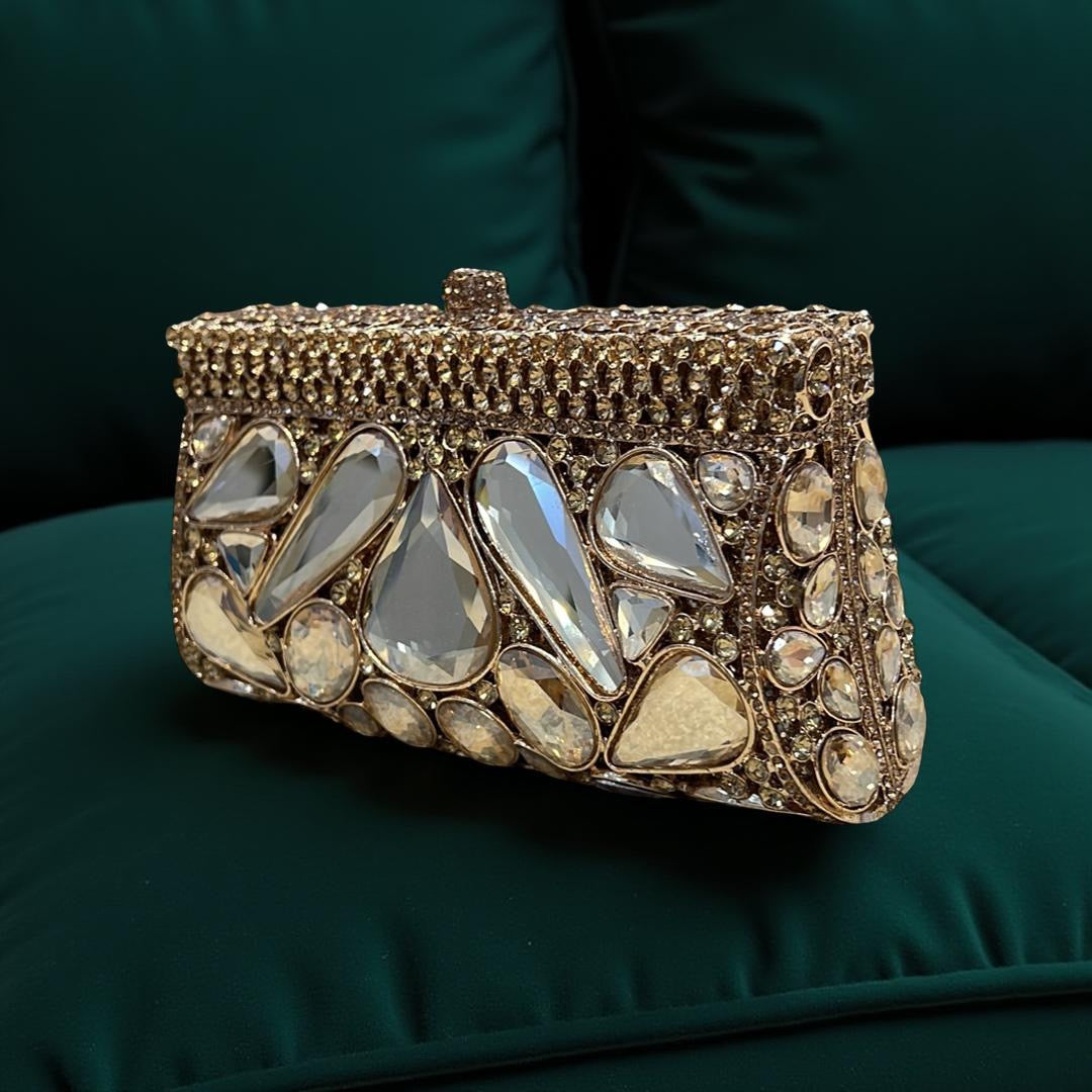Zurich Glam Clutch Purse in Gold