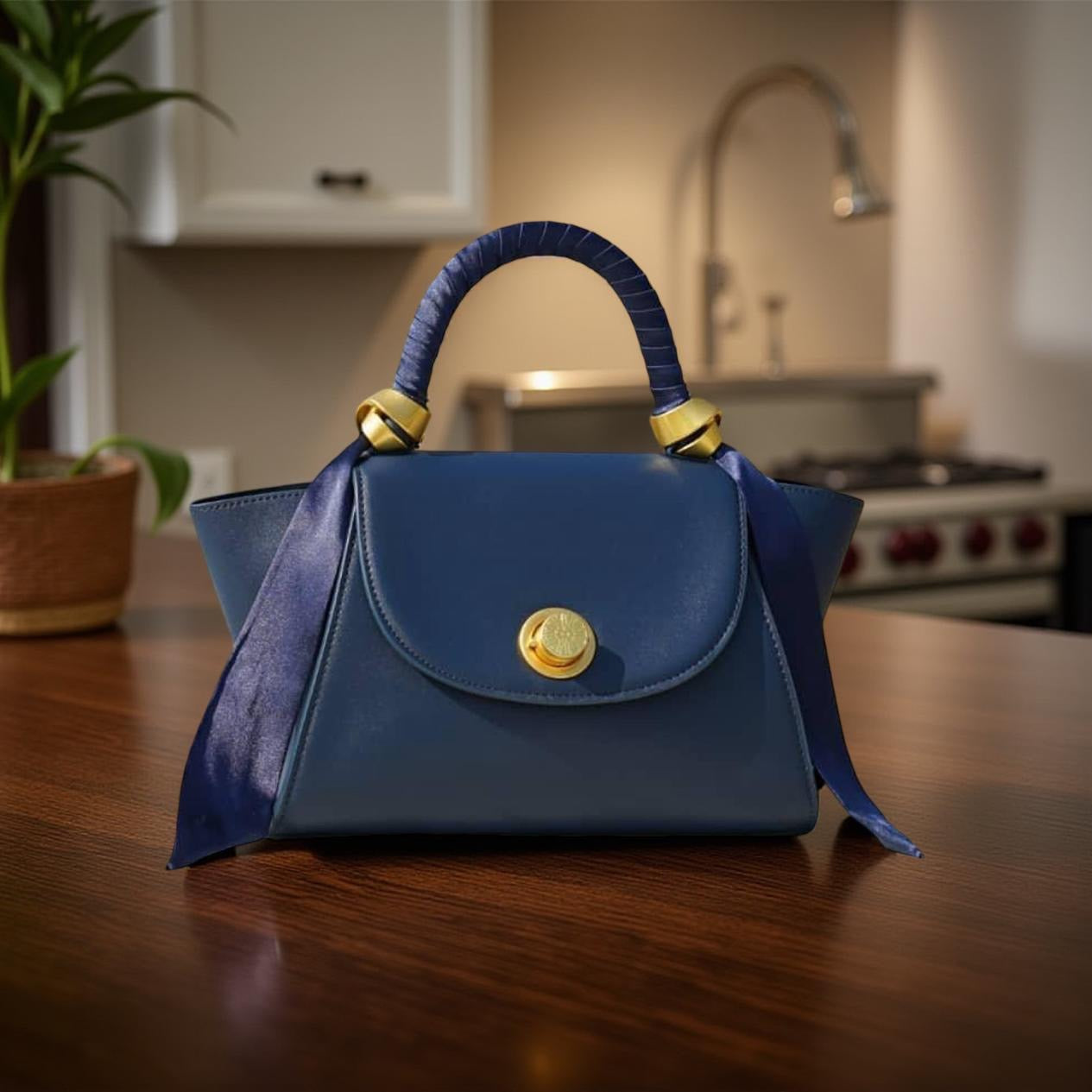 Versse Top Handle Winged Bag in Navy