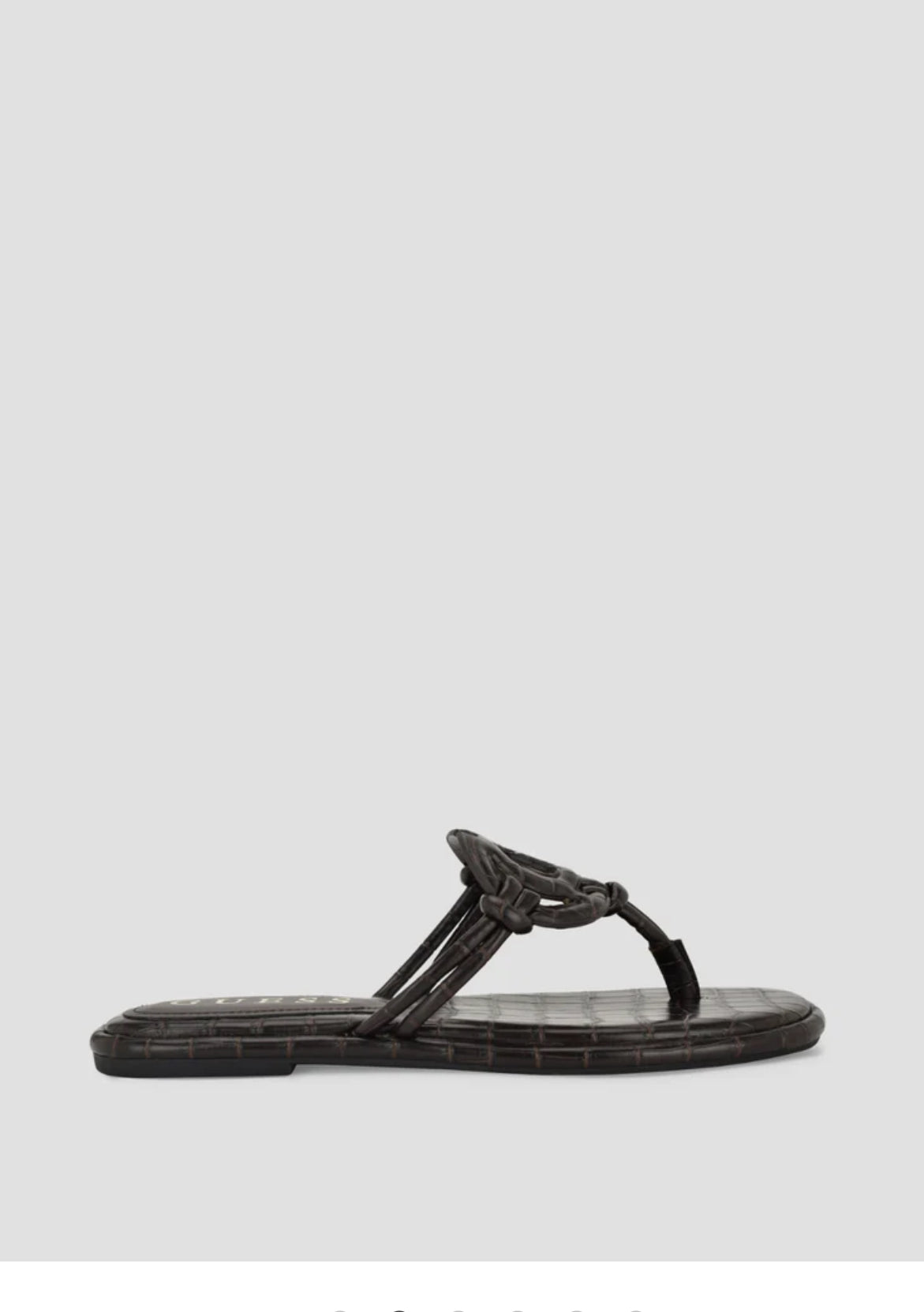 Guess Faux Croc Skin Leather Slippers in Dark Brown