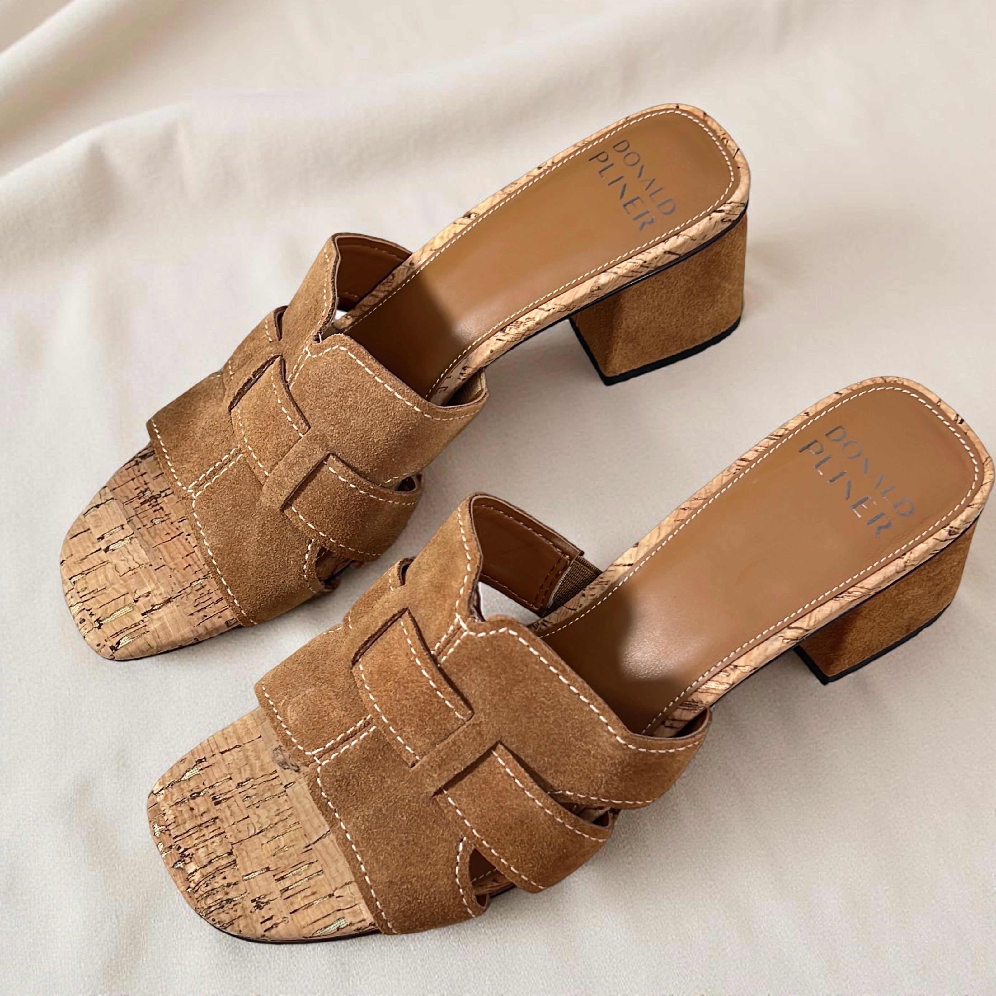 Donald Pliner Suede Block Heel Mule in Brown