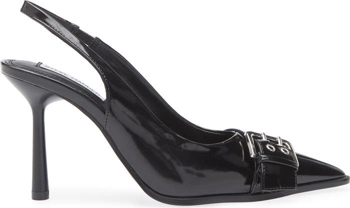 Steve Madden Pointed Toe Buckle Detail Slingback Heels in Oxblood