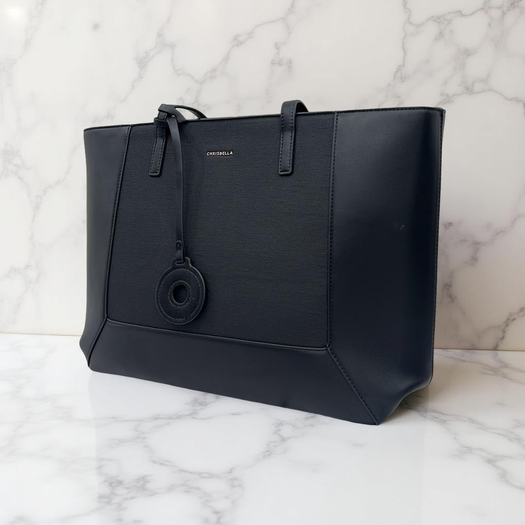 Chrisbella Two-Tone Large Tote in Black