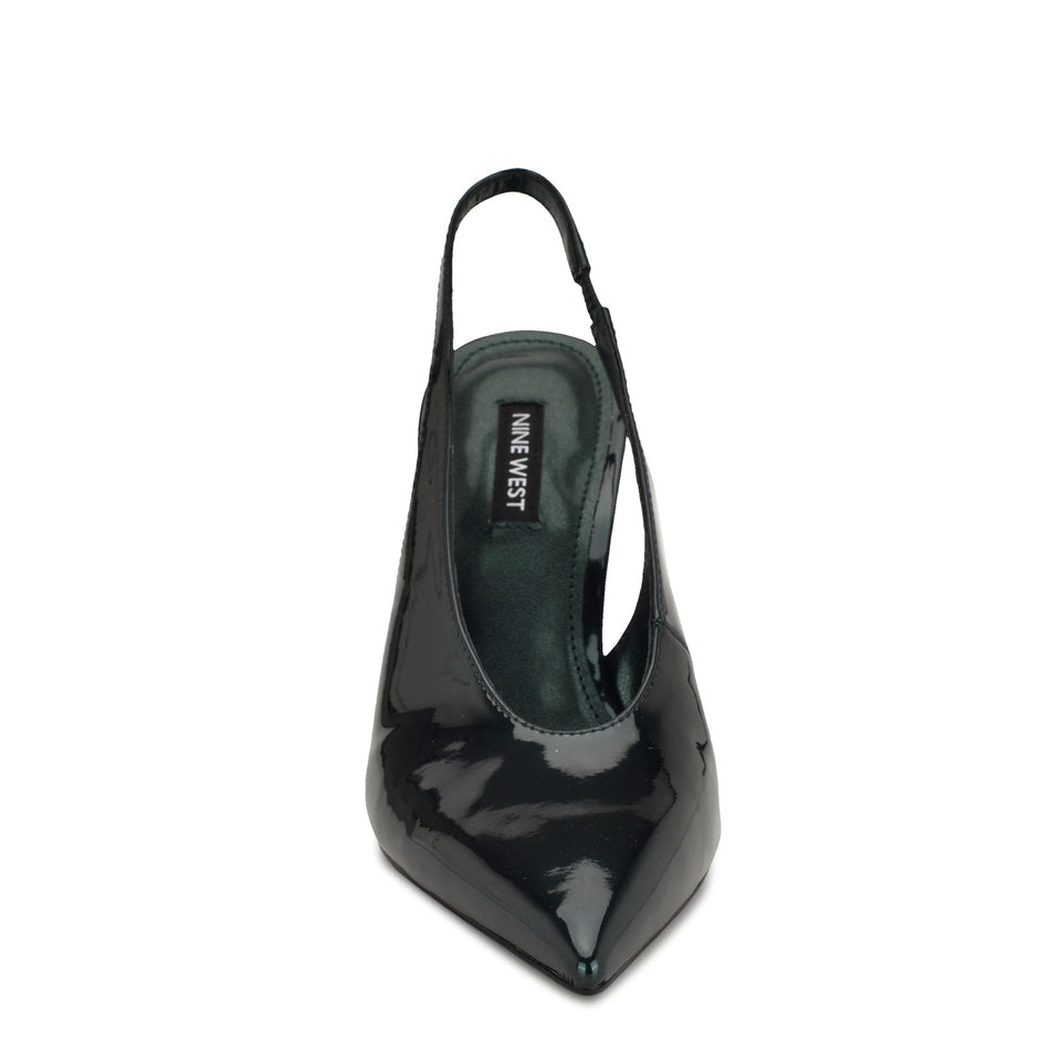 Nine West Patent Leather Pointed Slingbacks in Dark Green