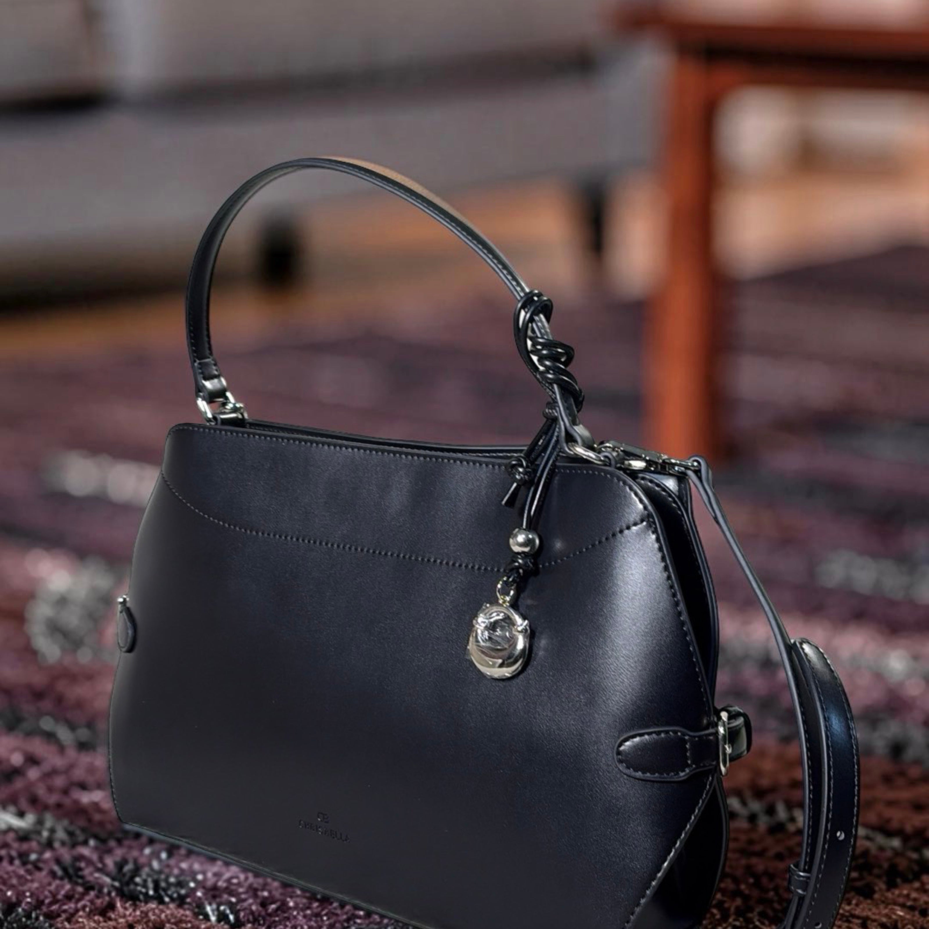 Chrisbella Single Strap Charm Bag in Black