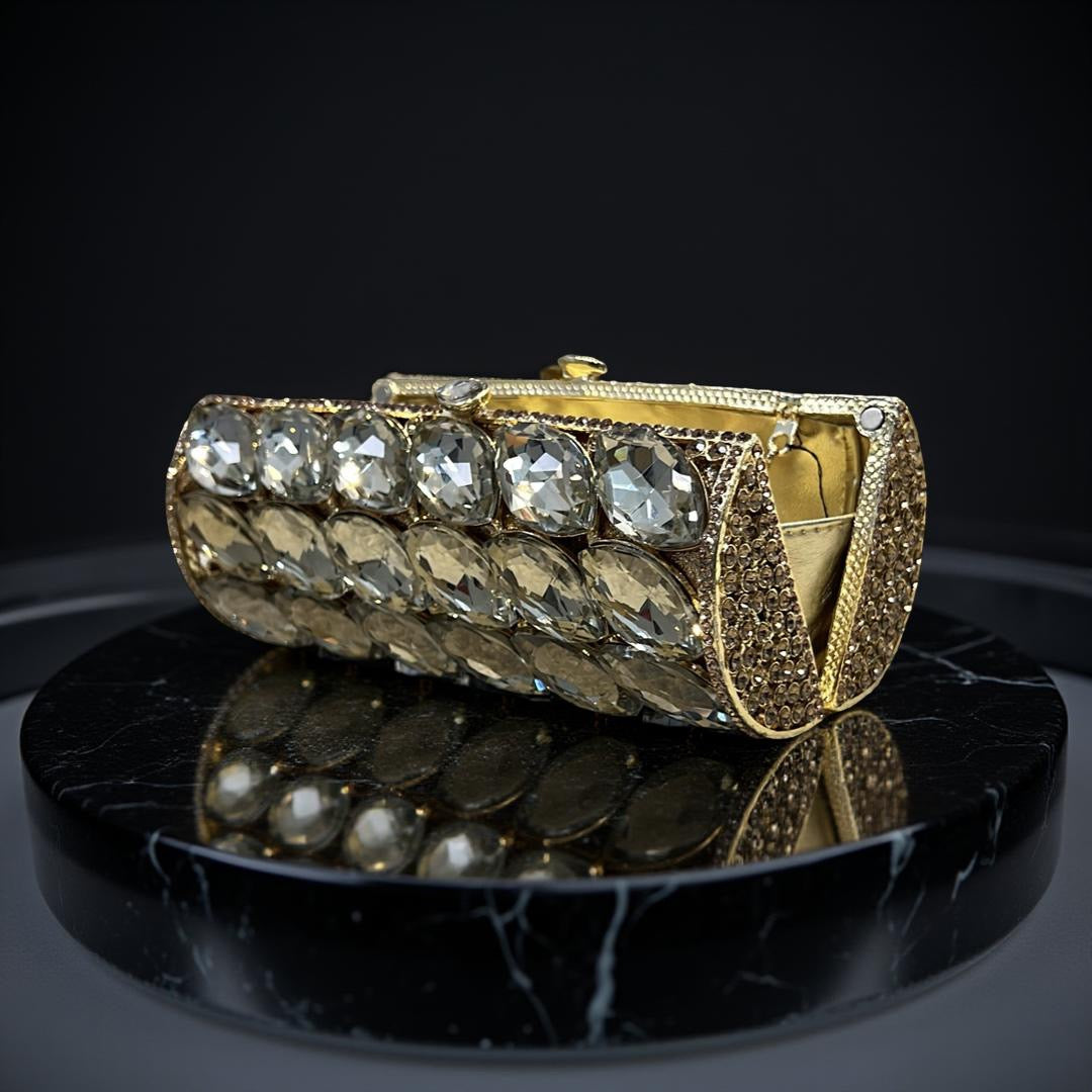 Prague Clutch Purse with Crystals in Gold