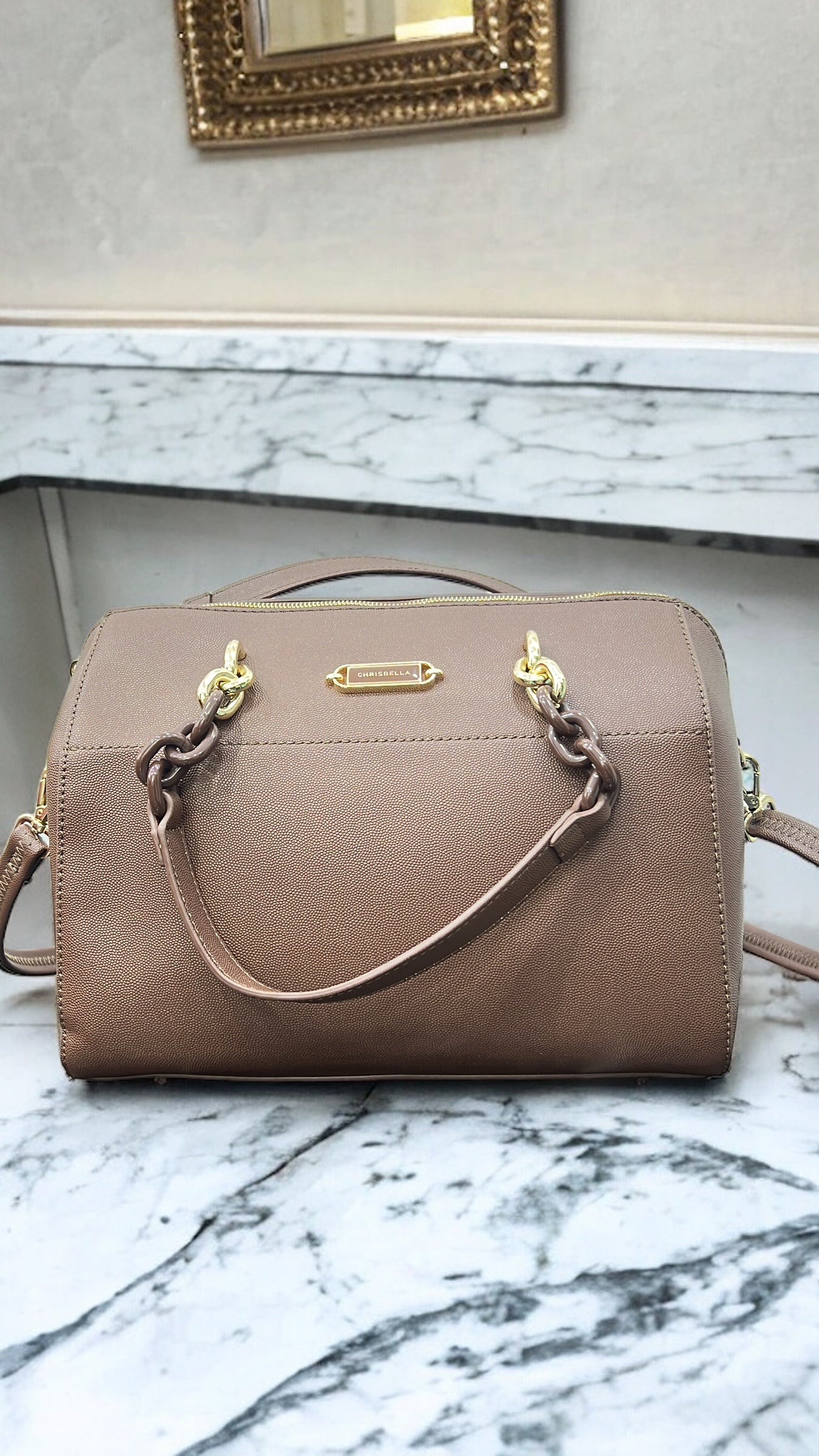 CHRISBELLA TEXTURED DOCTOR BAG IN COFFEE