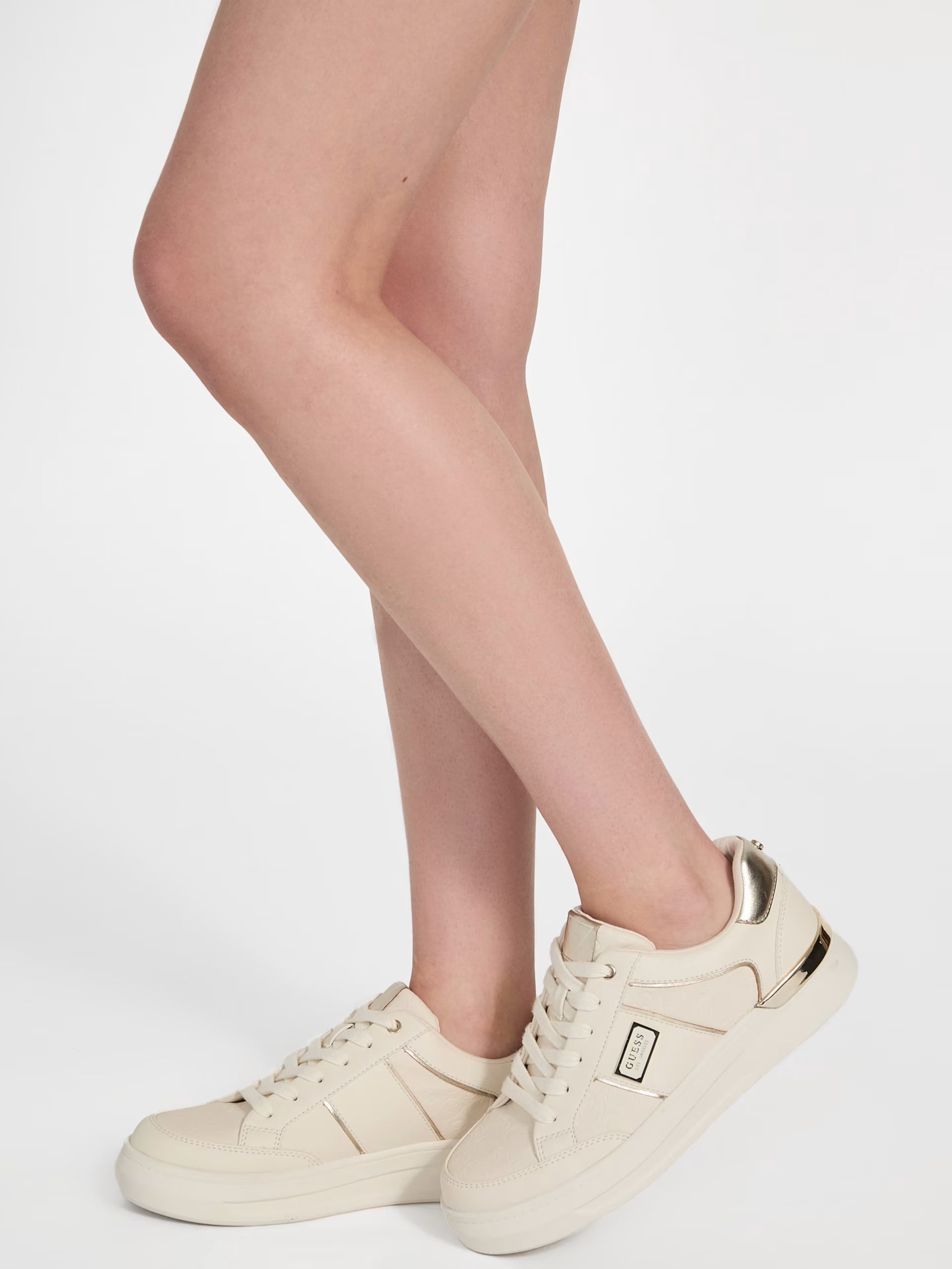 Guess Gold Highlight Sneakers in Beige