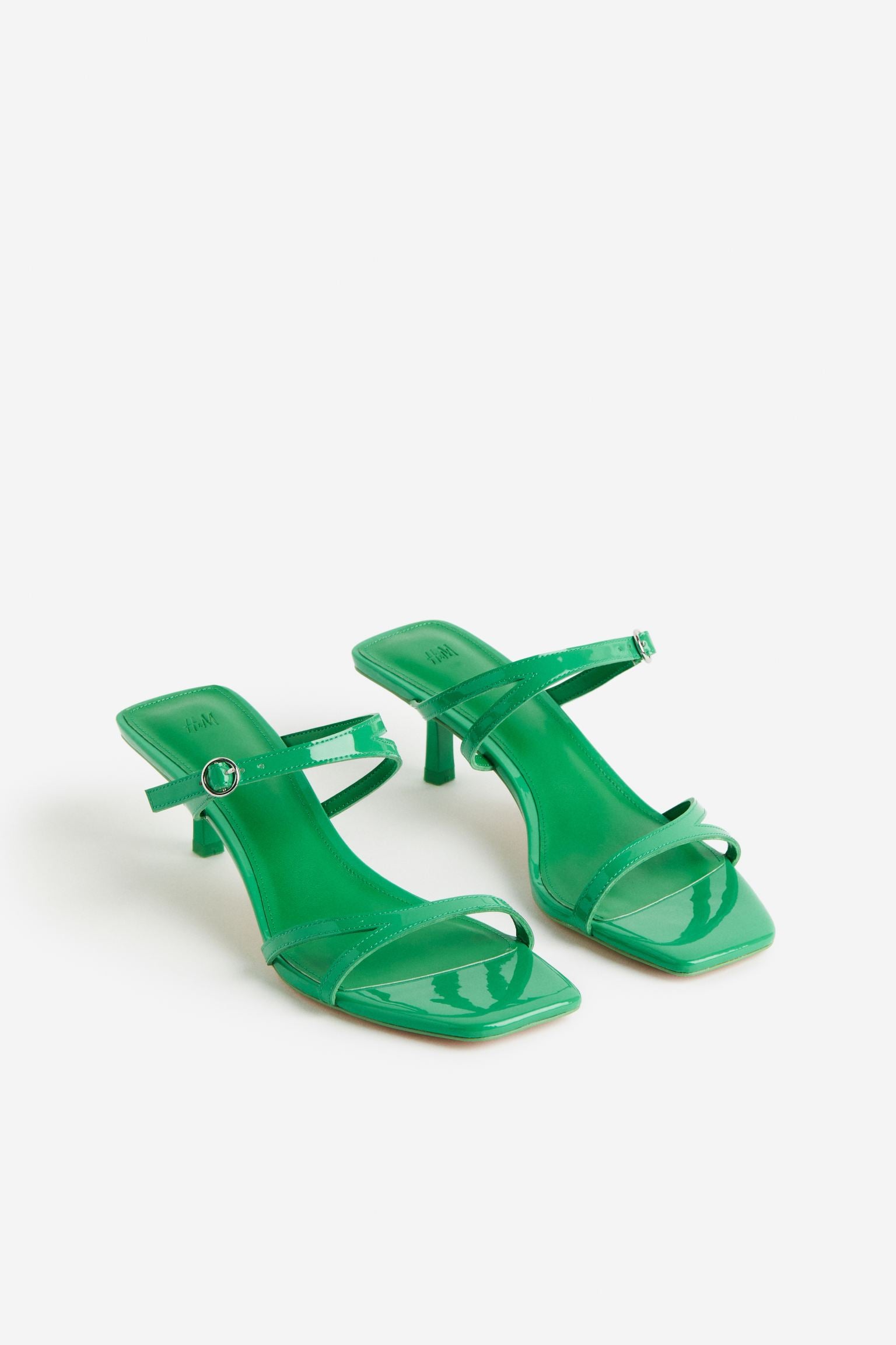 H & M STRAPPY BUCKLE DETAIL MULE IN GREEN
