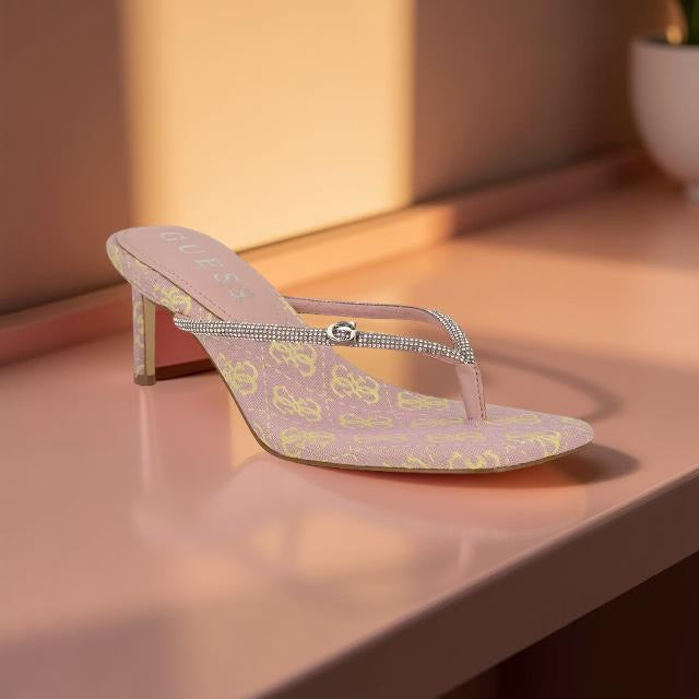 Guess Embellished Strap Heels in Pink