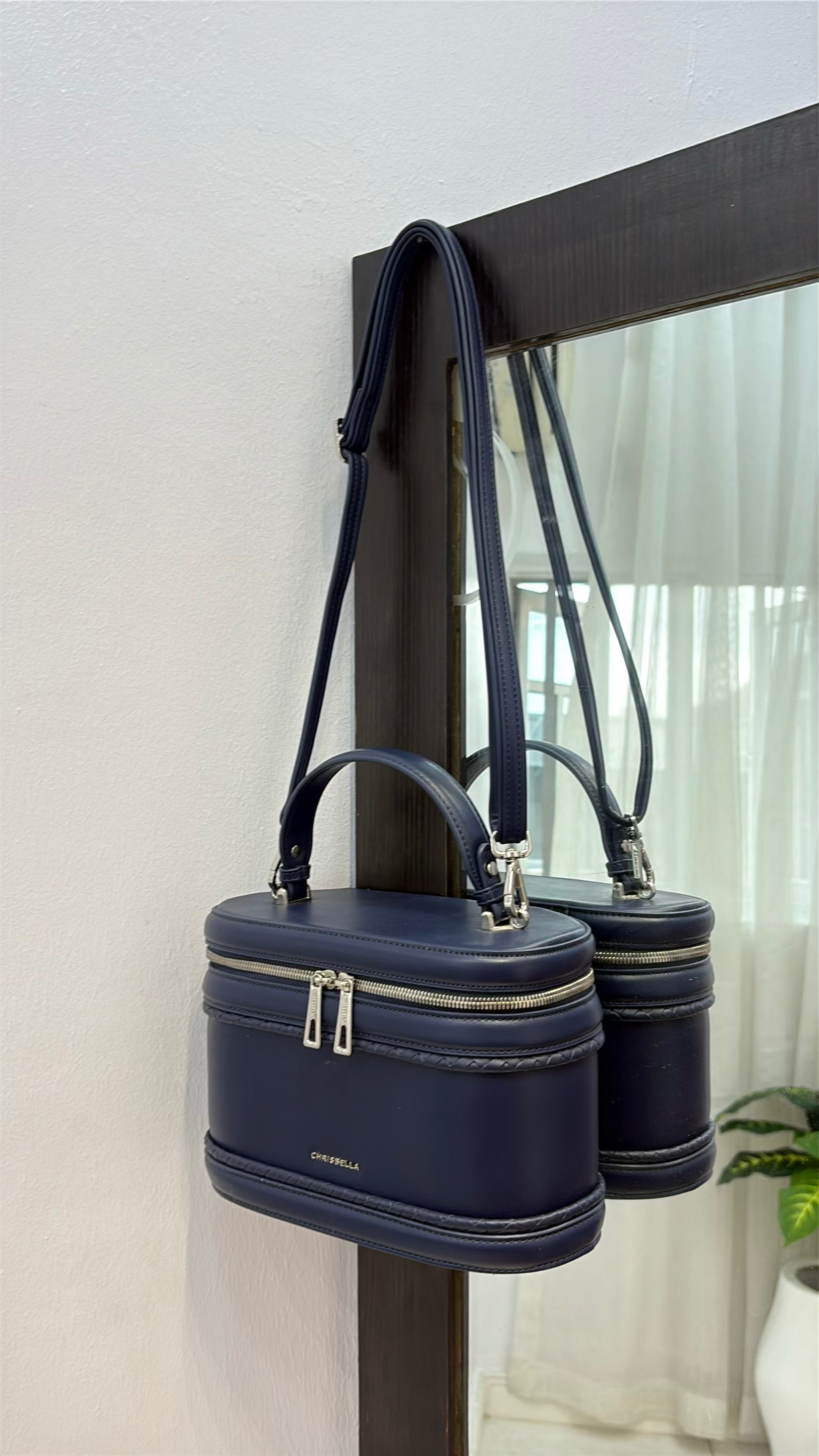 Chrisbella Top-Handle Bag with Tappings in Navy