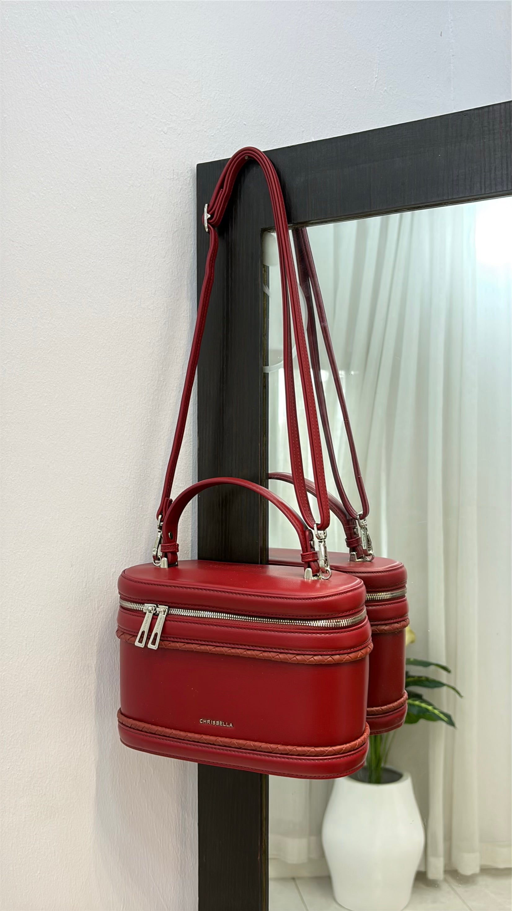Chrisbella Top-Handle Bag with Tappings in Wine