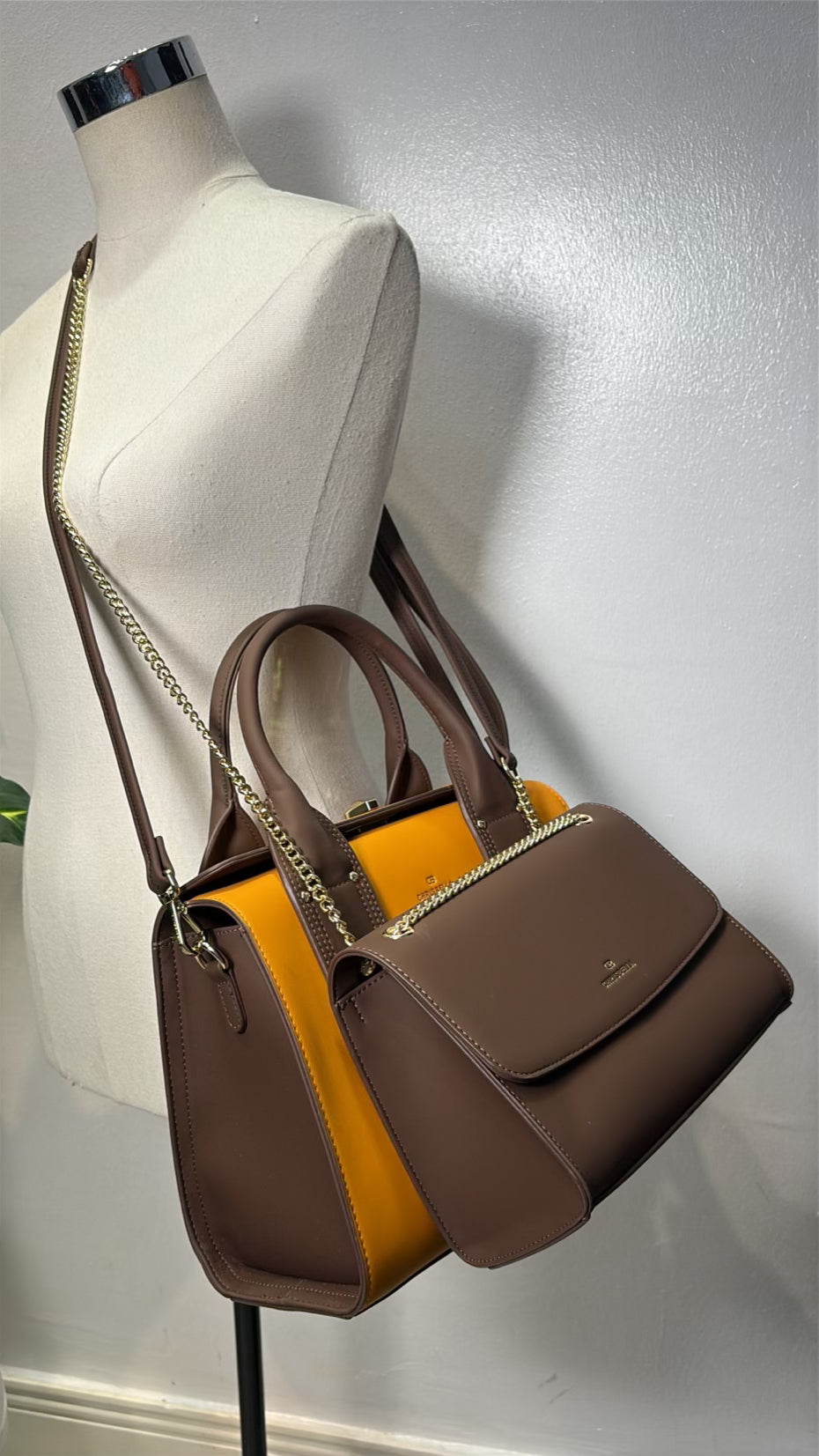 Chrisbella Smooth Two-in-One Bag in Yellow